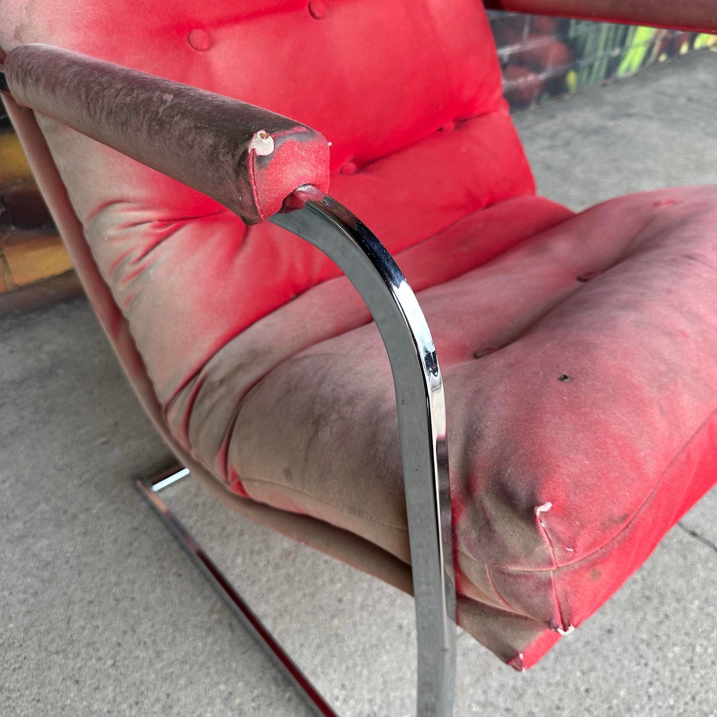 Mid Century Modern Milo Baughman Style for Carson Inc. Chrome Cantilever Lounge Chair