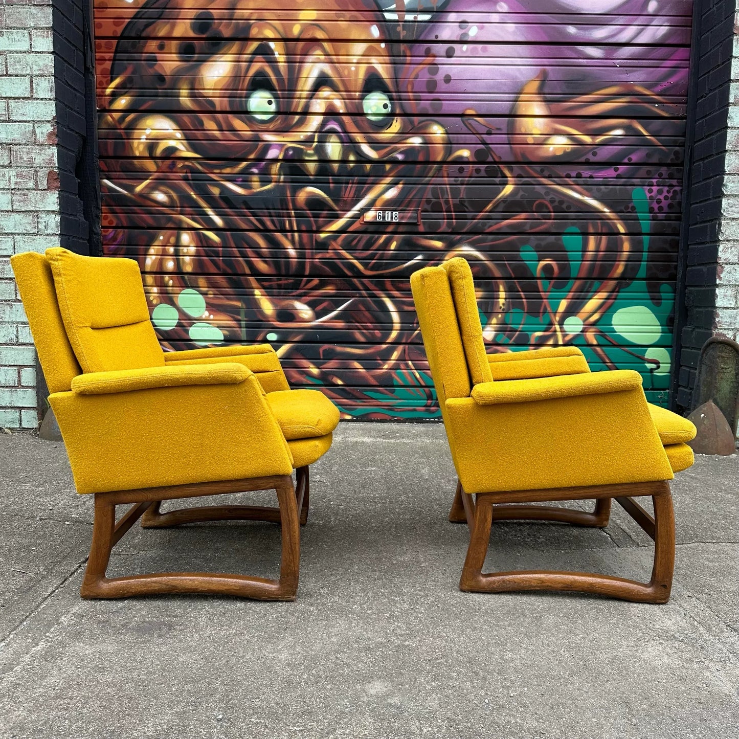 Pair of Pearsall-Style Arm Club Chairs