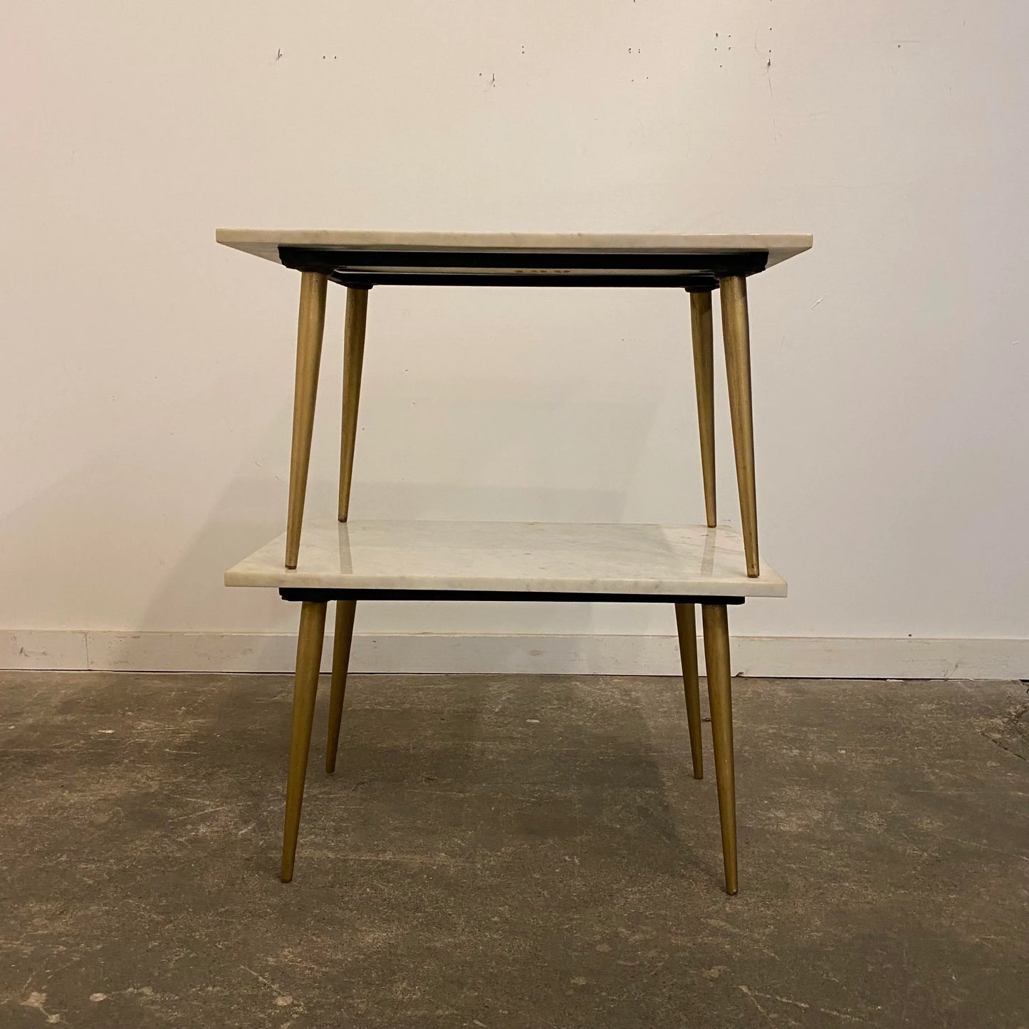 Mid 20th Century Modern Marble Side Tables With Brass Legs - a Pair