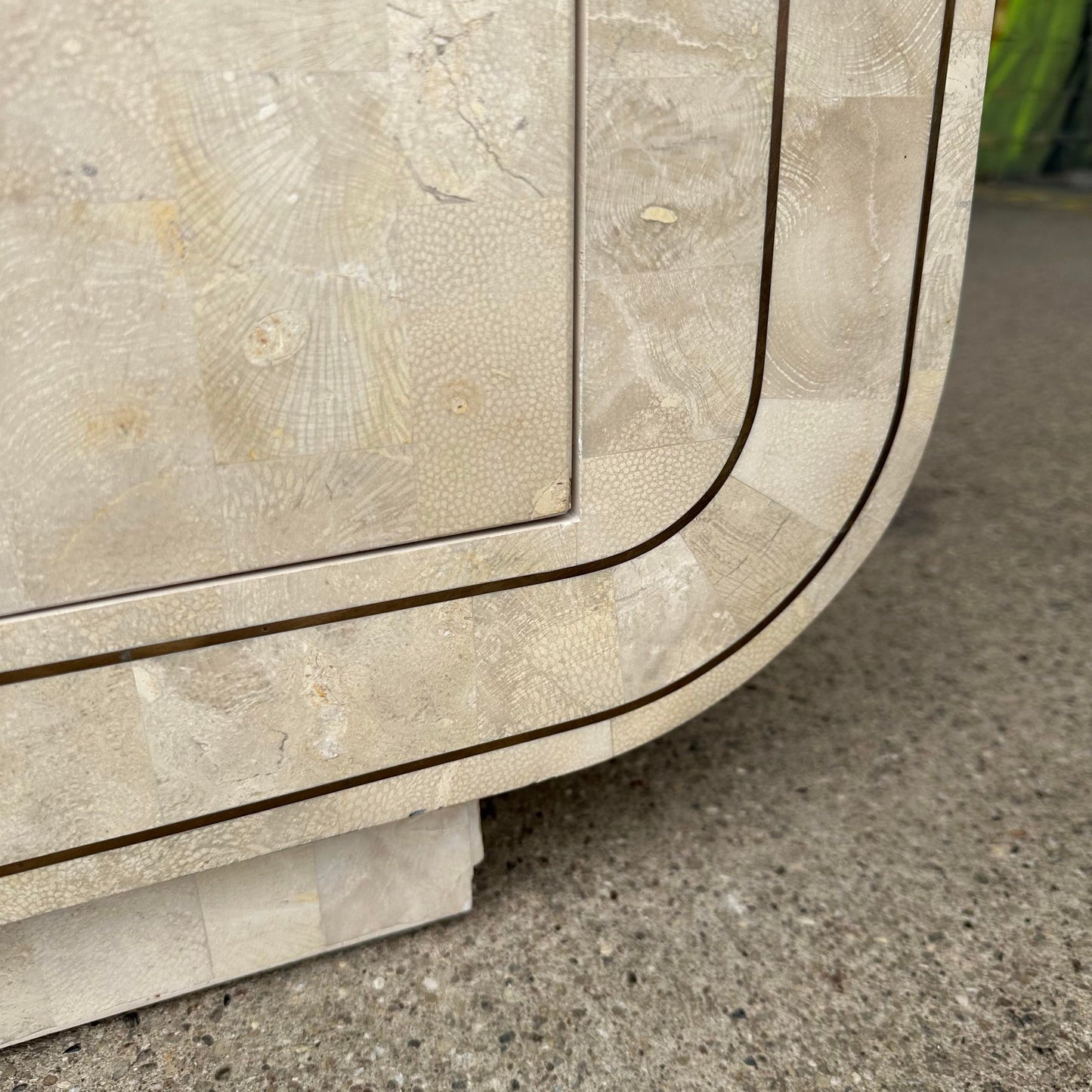 Maitland-Smith Tessellated Marble and Brass Petite Postmodern Credenza