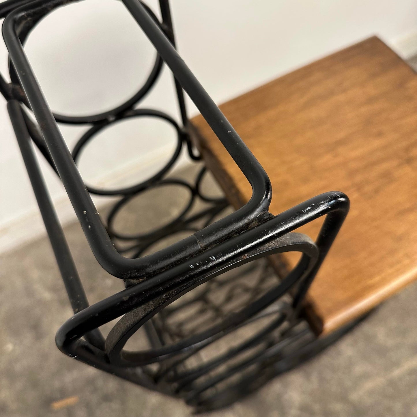 Arthur Umanoff Style Iron & Wood Wine Rack
