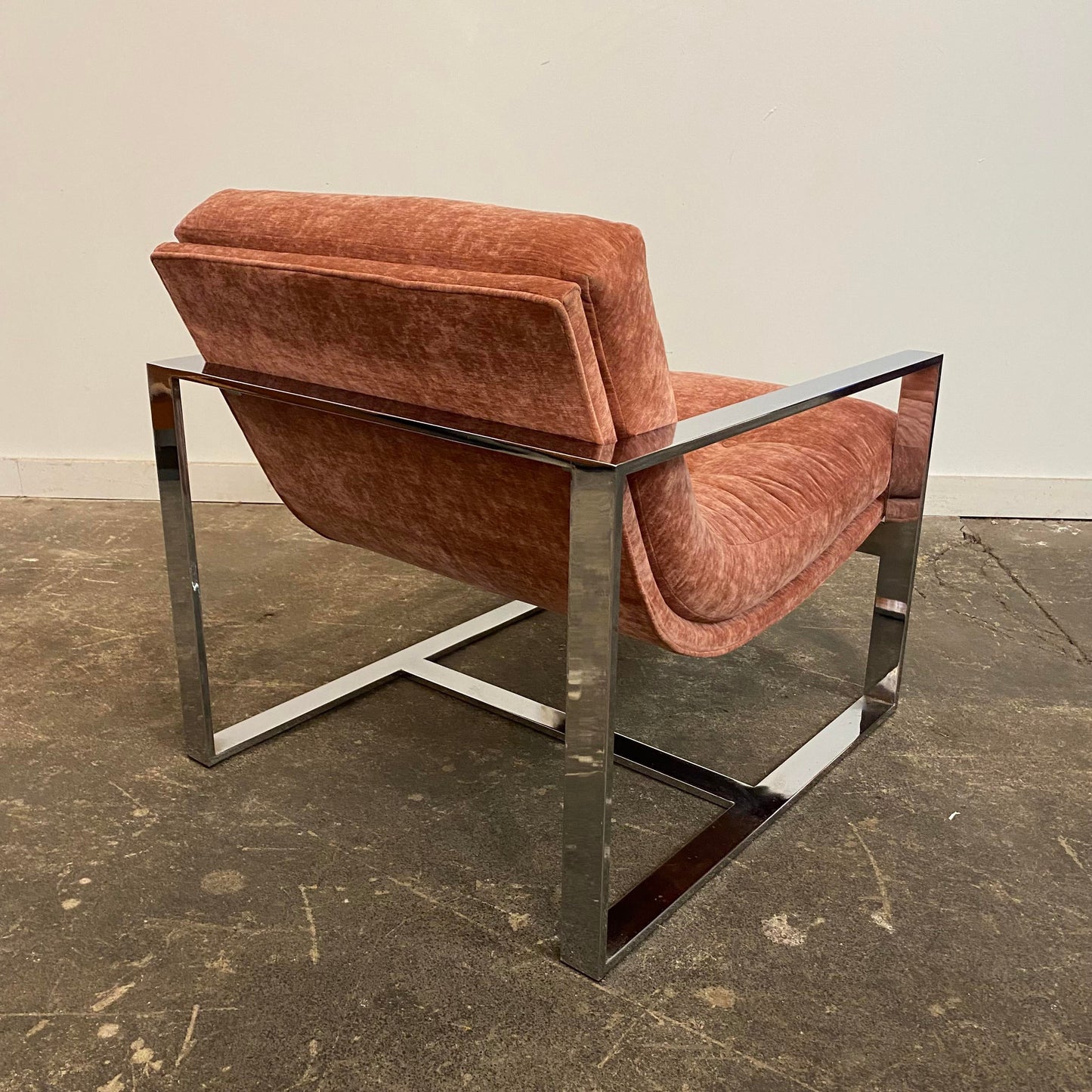 Mid-Century Modern Chrome Base Club Chair