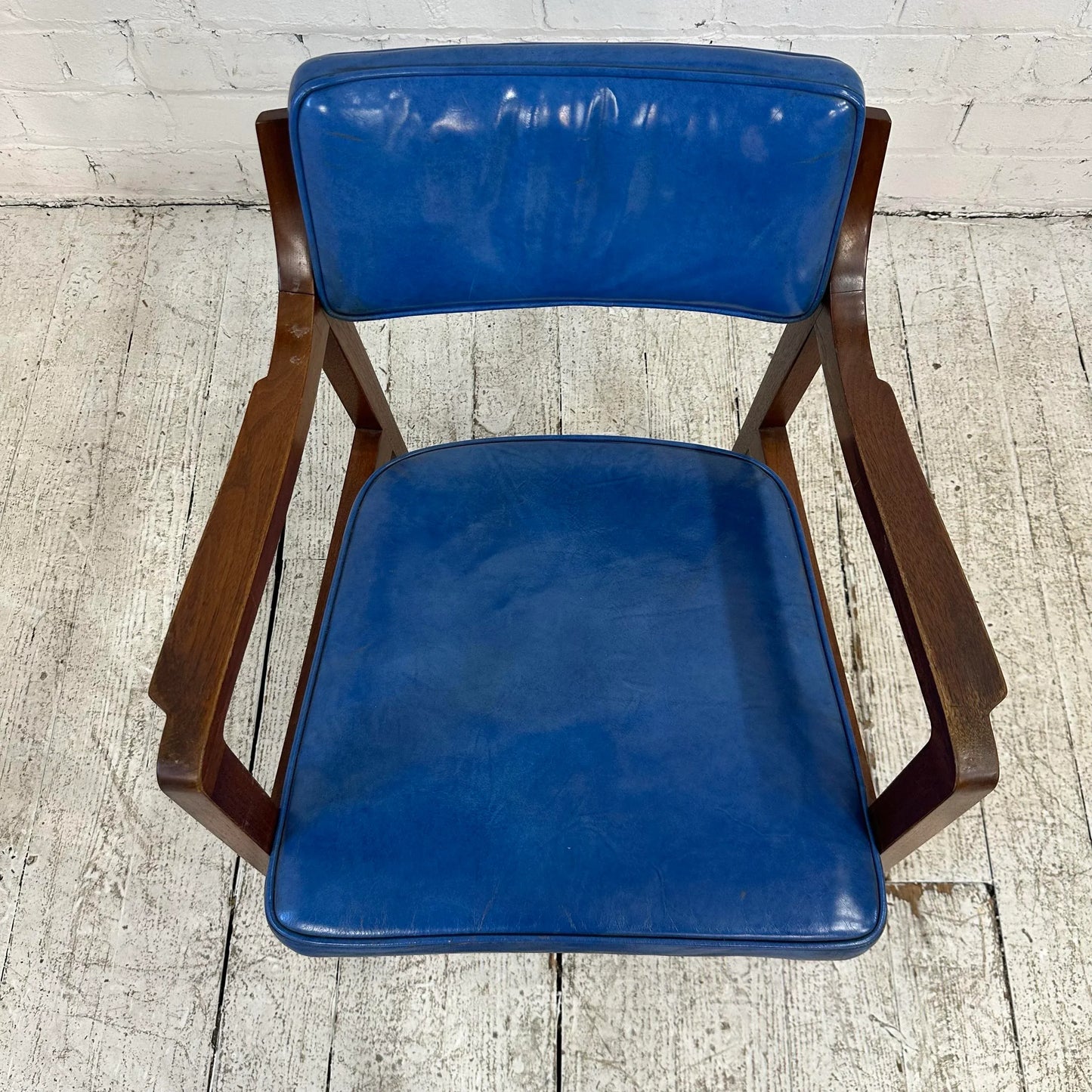 Blue Leather Dunbar Chair