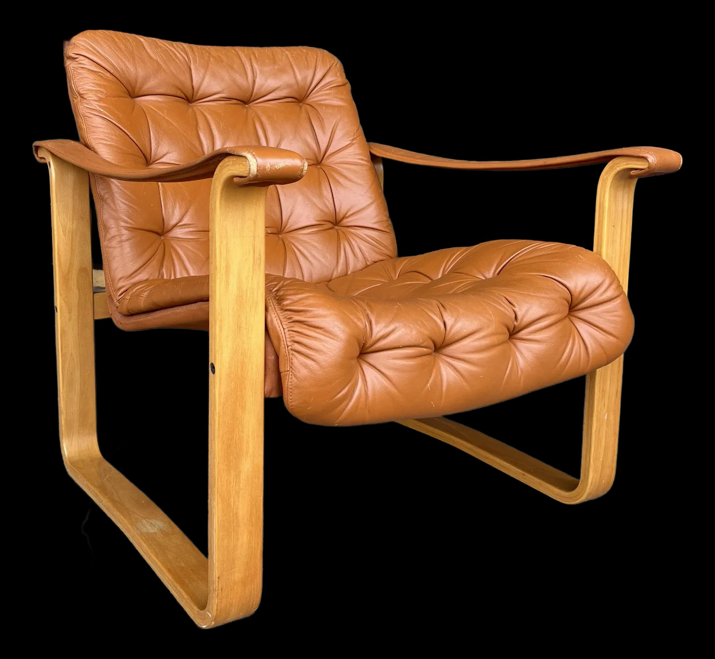 Mid Century Leather Lounge Chair Oy Bj Dahlqvist Ab Finland for B. D. Furniture