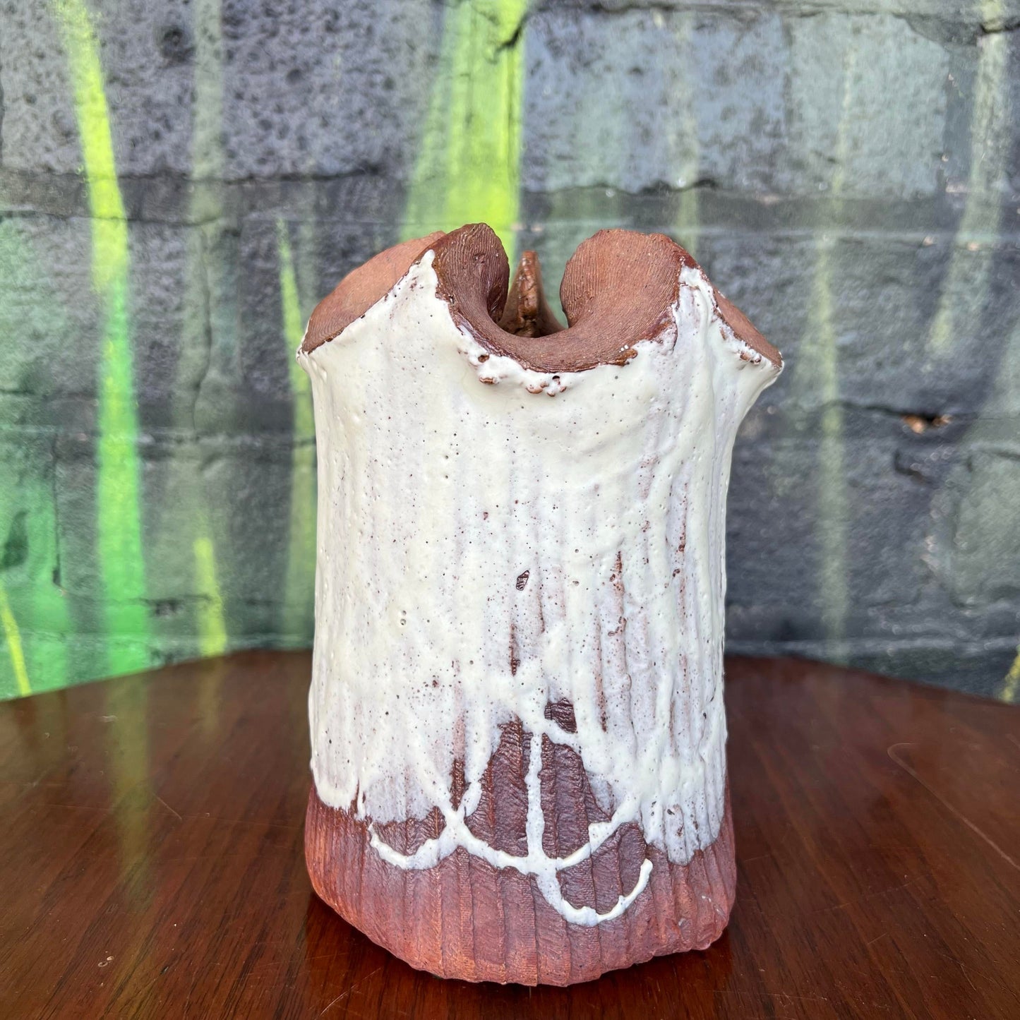 Signed Glazed Stoneware Vessel Vase