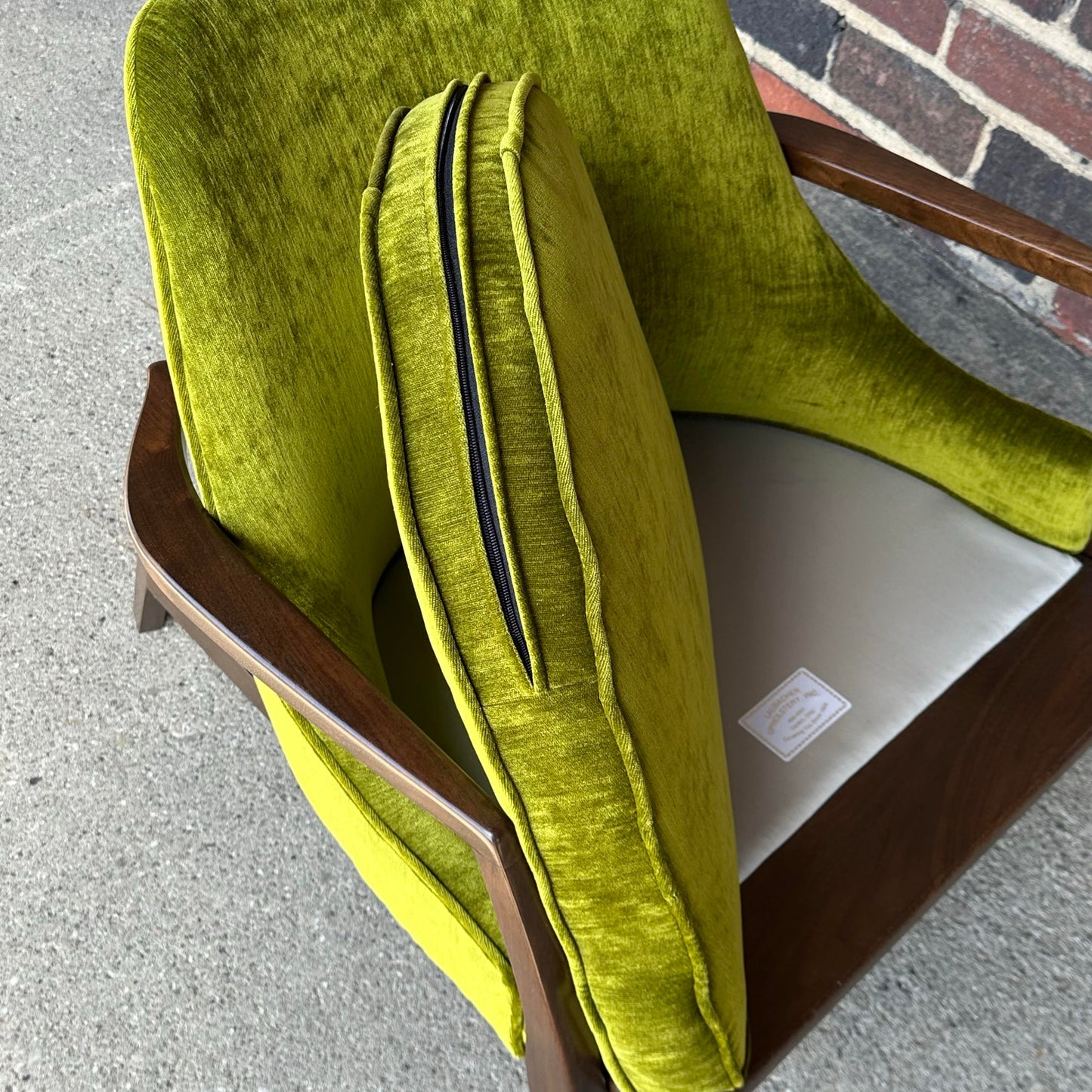 Mid Century Modern Custom Seal Style Lounge Chair Green Crushed Velvet