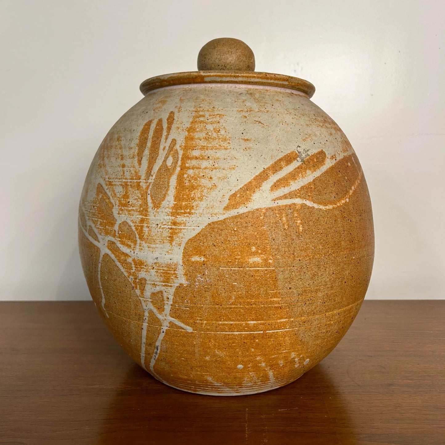 Large Lidded Ceramic Glazed Jar