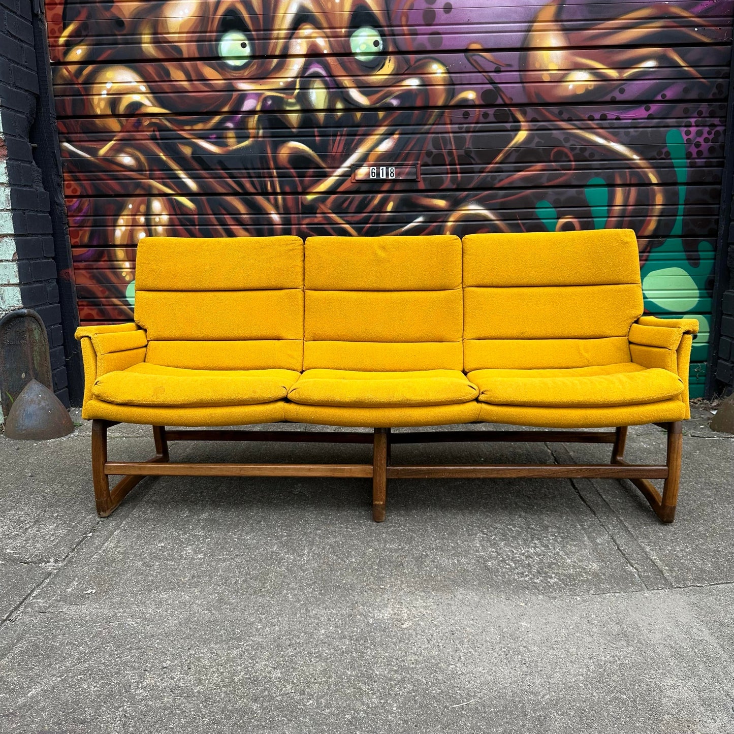 Mid 20th Century Pearsall-Style Sofa With Walnut Base