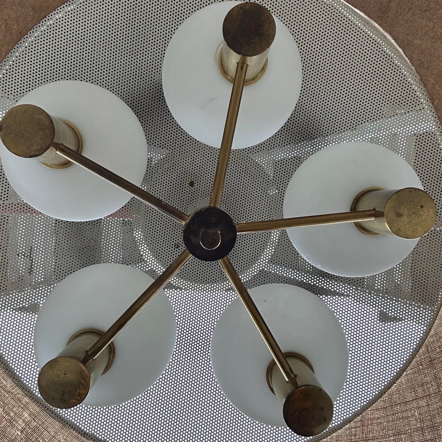 Mid Century Modern Chandelier Hanging Lamp by Gerald Thurston for Lightolier 1