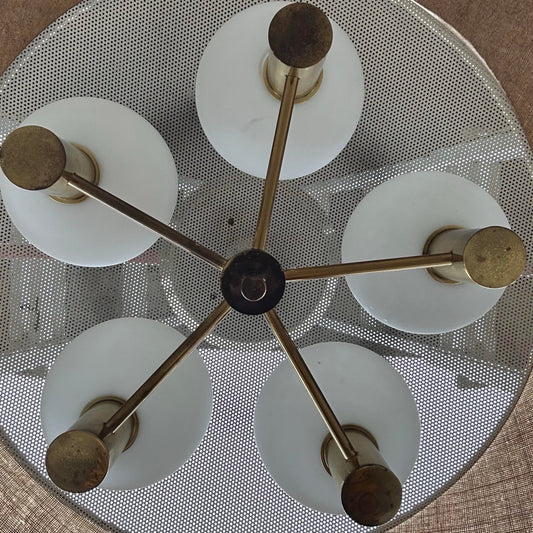 Mid Century Modern Chandelier Hanging Lamp by Gerald Thurston for Lightolier 1