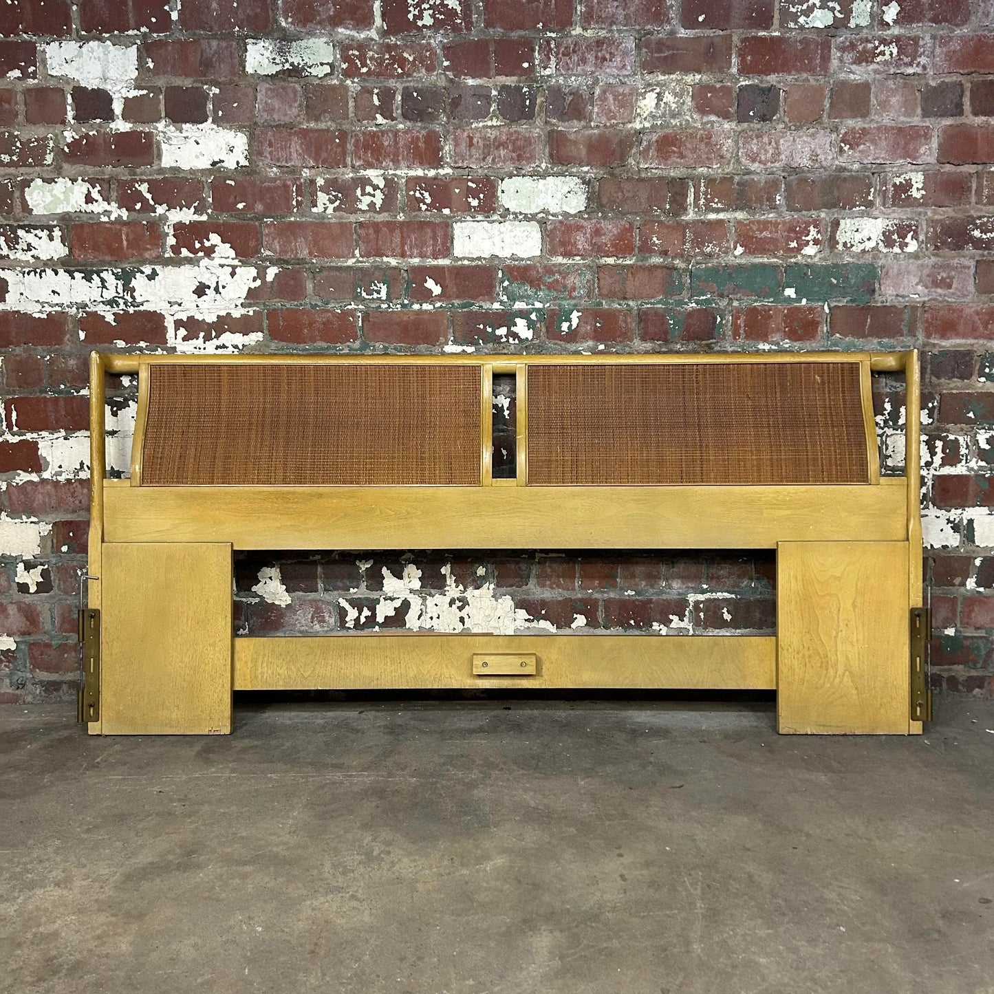 Mid Century Modern Caned King Size Headboard by Drexel Parallel