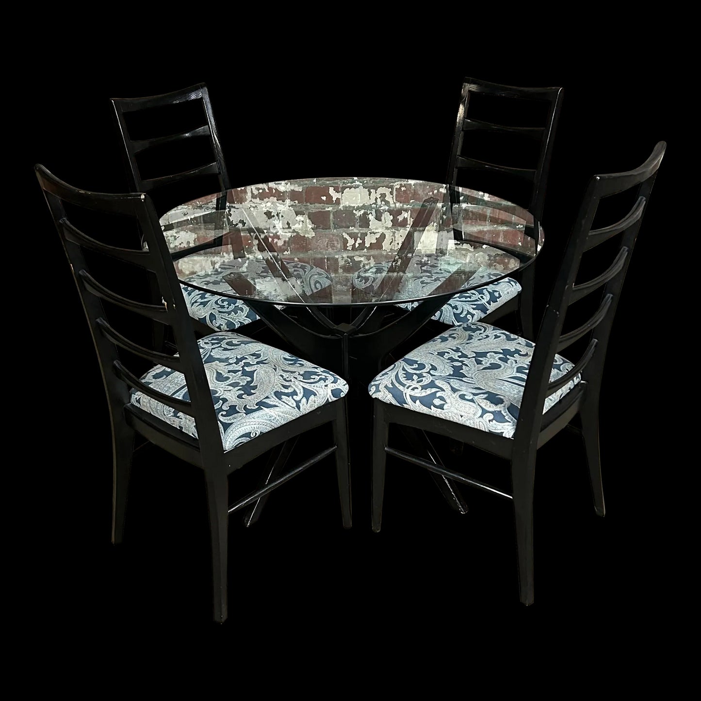 Pearsall Style Round Glass Kitchen Dining Table With 4 Chairs