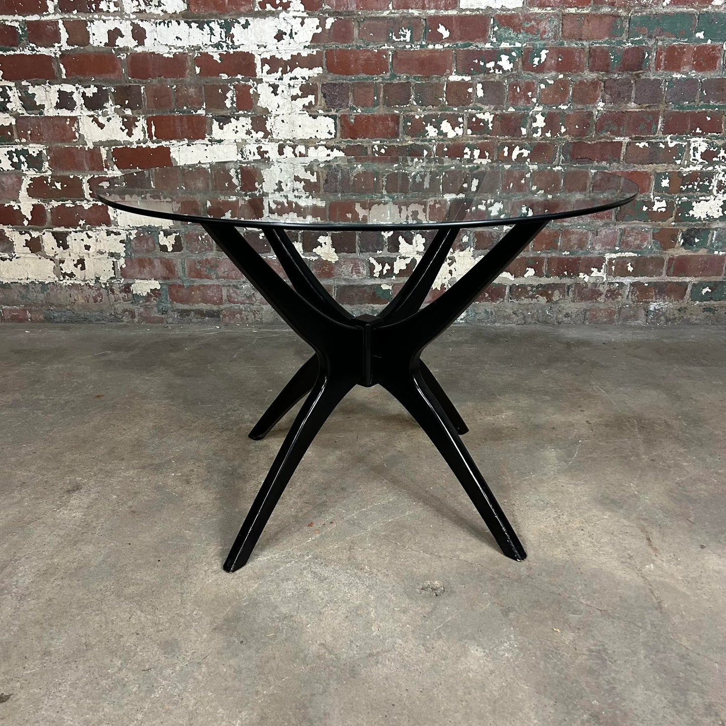 Pearsall Style Round Glass Kitchen Dining Table With 4 Chairs