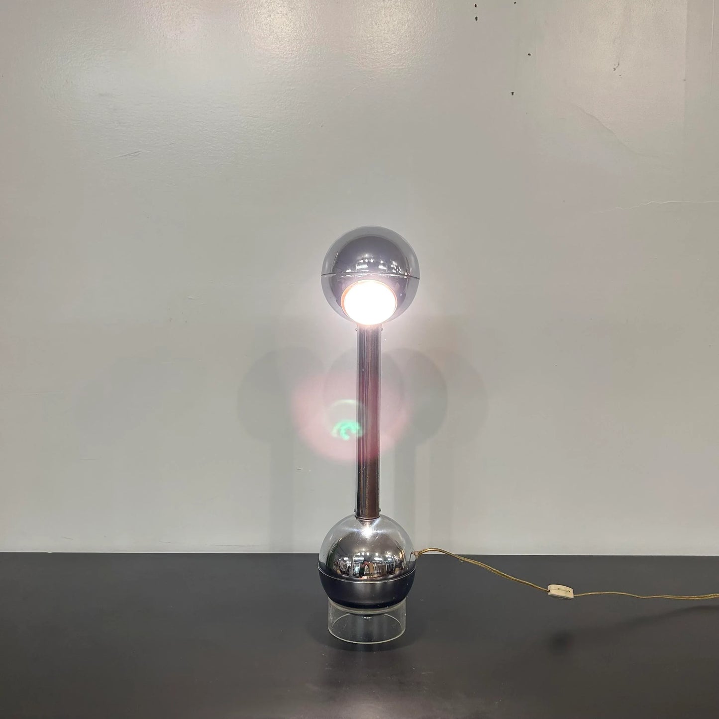 Chrome and Lucite Barbell Table Lamp by George Kovacs