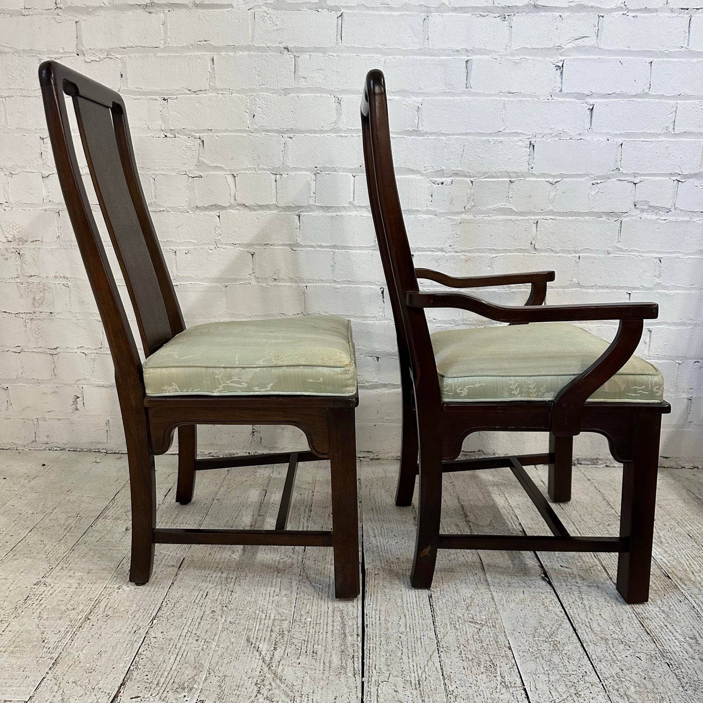 Set of 8 Chromecraft Asian Style Dining Chairs