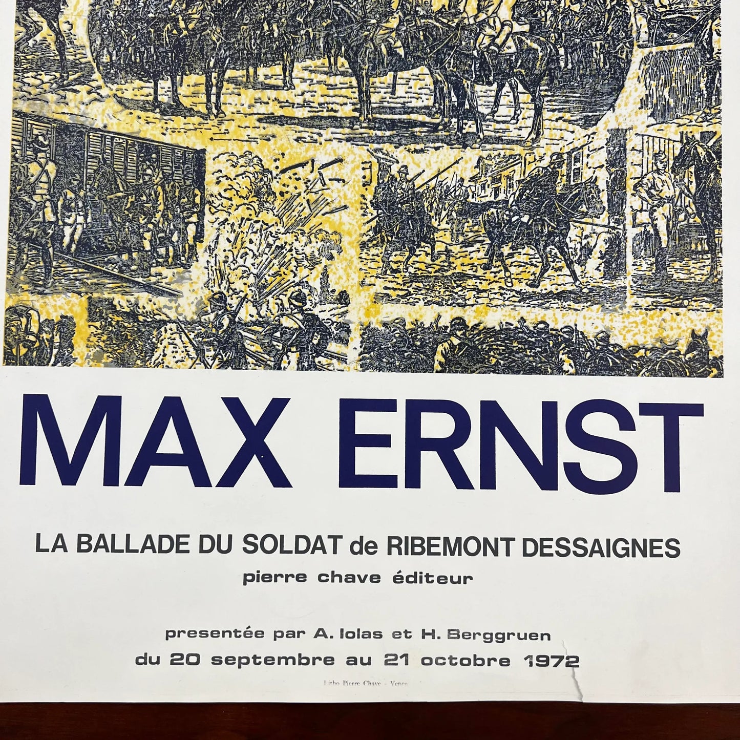 1972 Lithograph Max Ernst “The Ballad of the Soldier” Exhibition Poster
