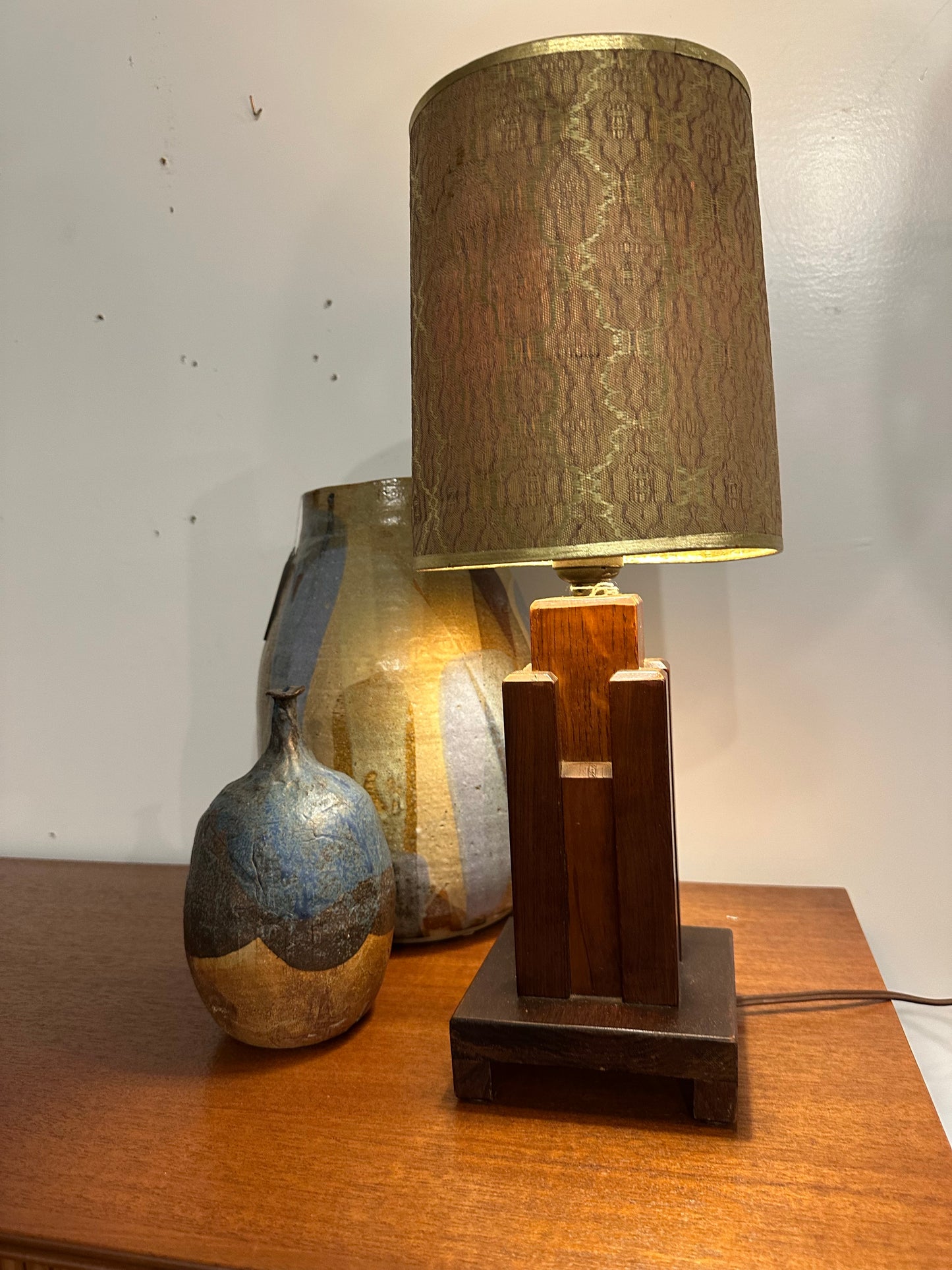 Paul Frankl Skyscraper Table Lamp Signed J Johnson 1939 Wood