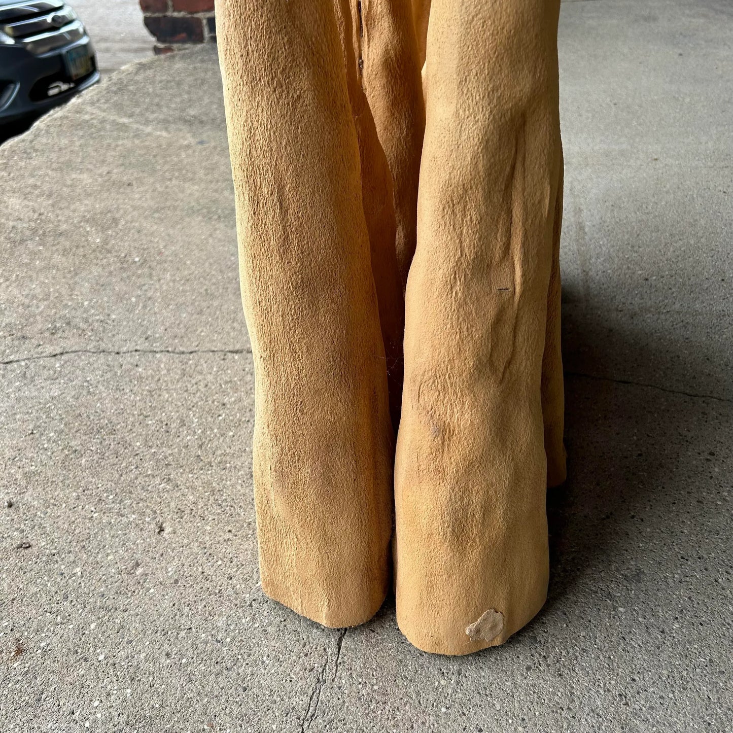 1970s Cypress Wood and Glass Console Table