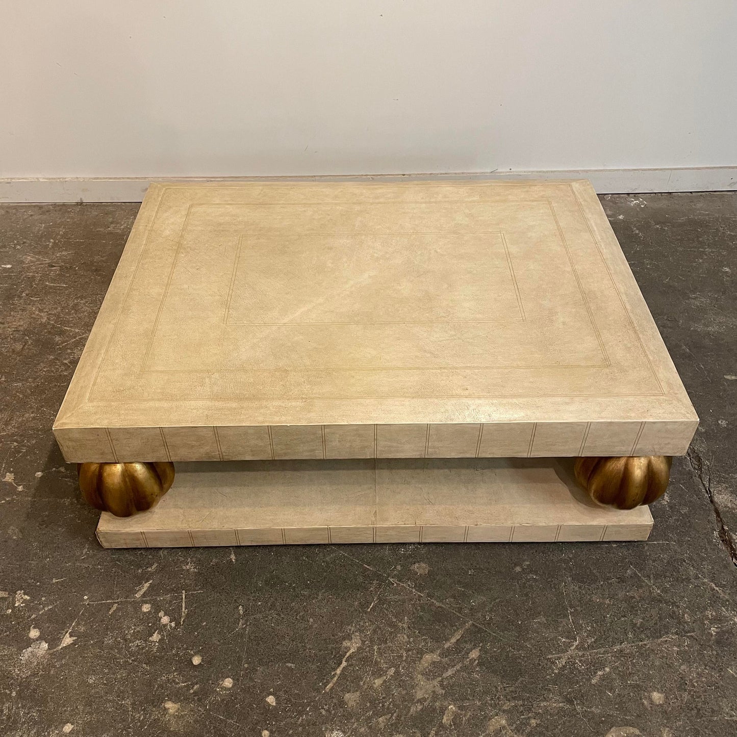 1980s Leather Wrapped Coffee Table