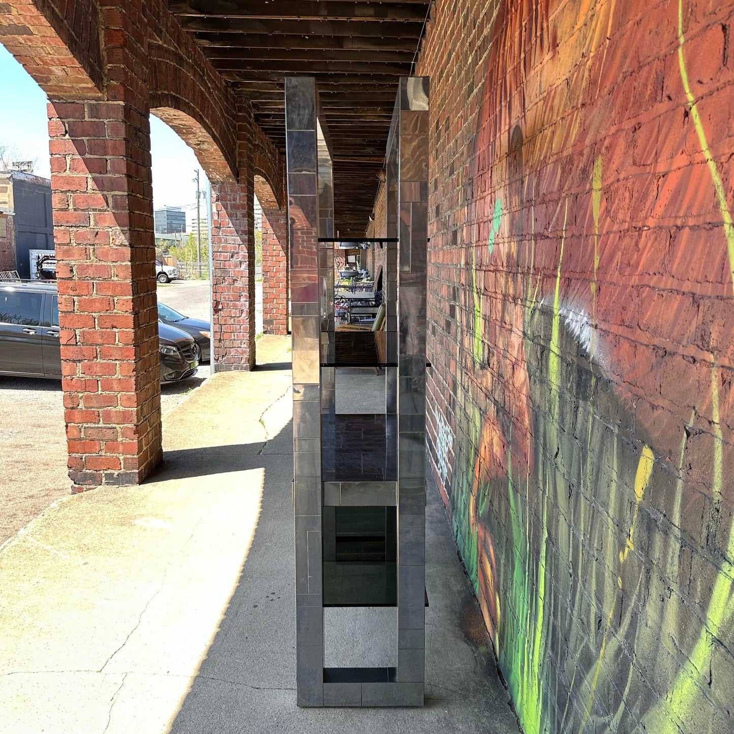 Paul Evans Polished Chrome and Glass Etagere Shelf