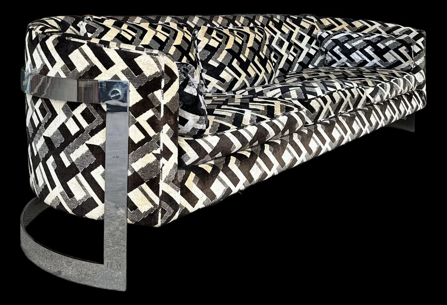 Mid-Century Modern Chrome Sofa by Flair in the Style of Milo Baughman