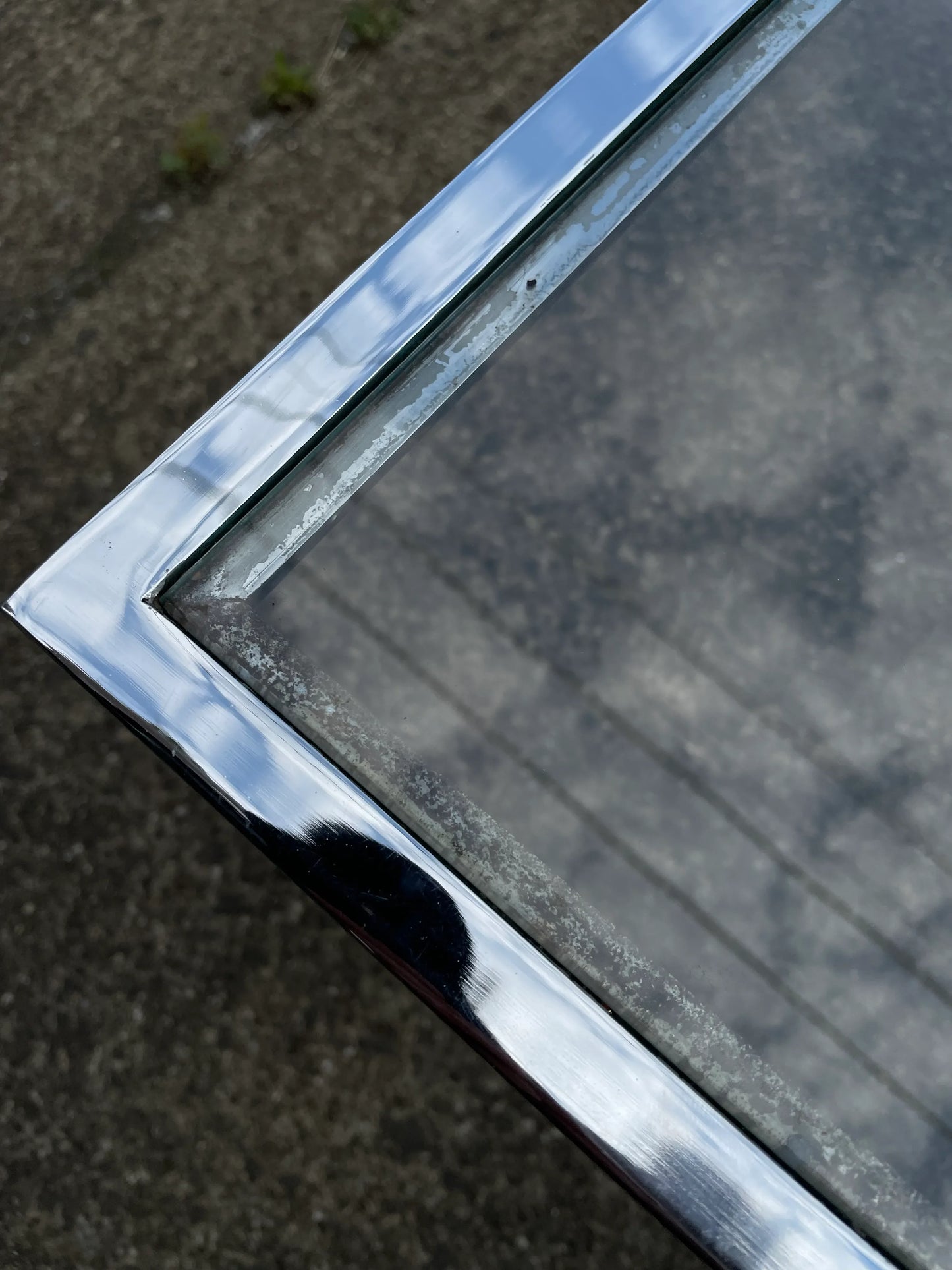Vintage Chrome Square Coffee Table Milo Baughman Style.