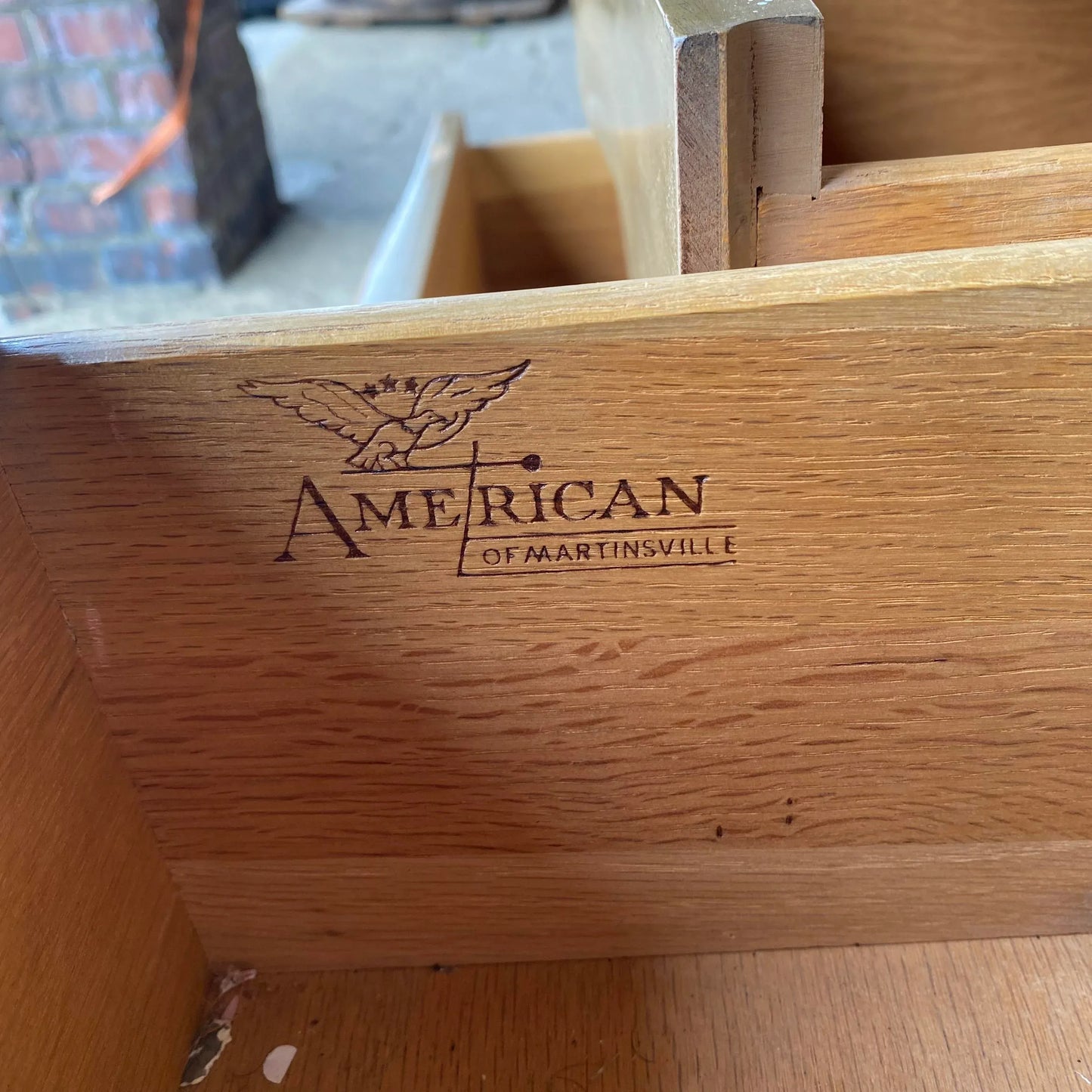 American of Martinsville Travertine Top Dresser