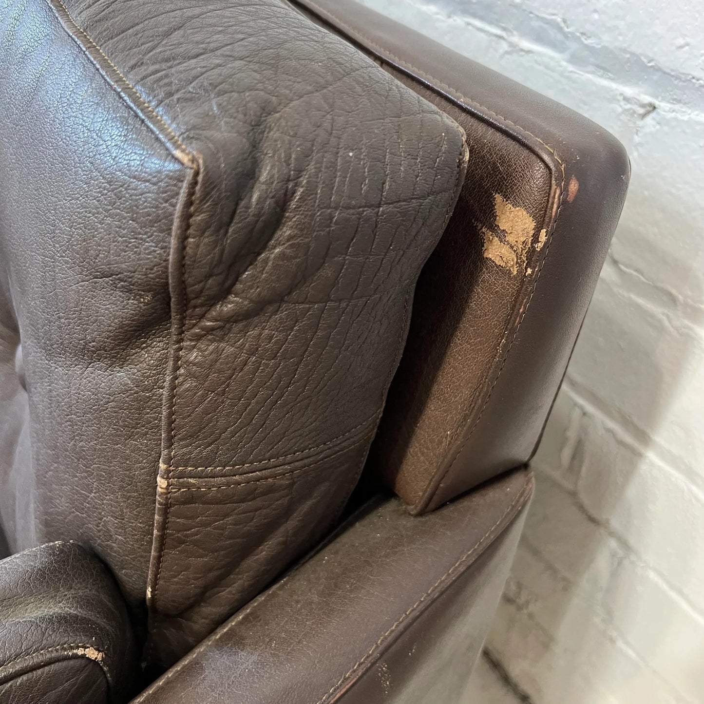 Mid Century Børge Mogensen Style Brown Leather Sofa