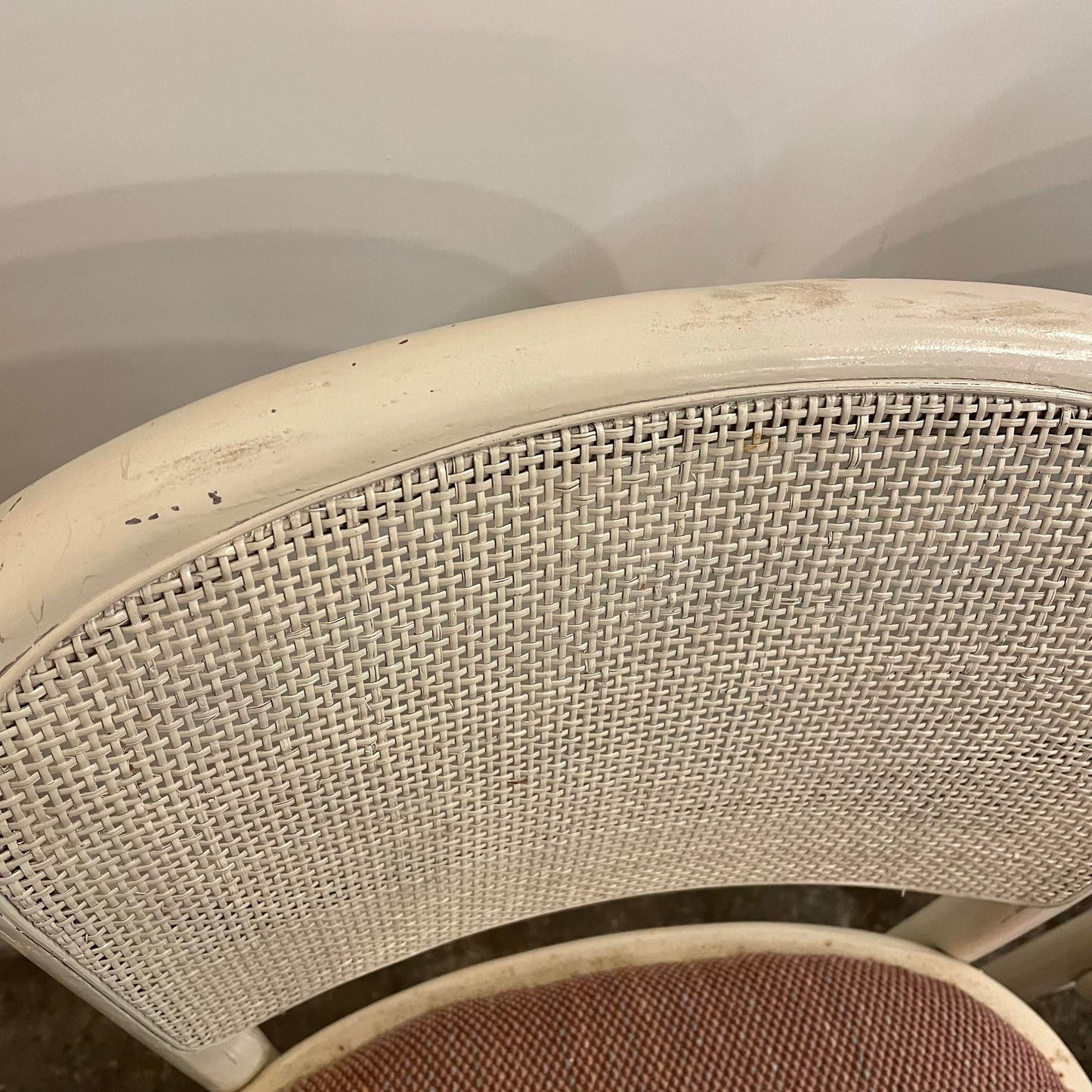 Mid Century Modern Bar Stools with Caned Back - Set of 3