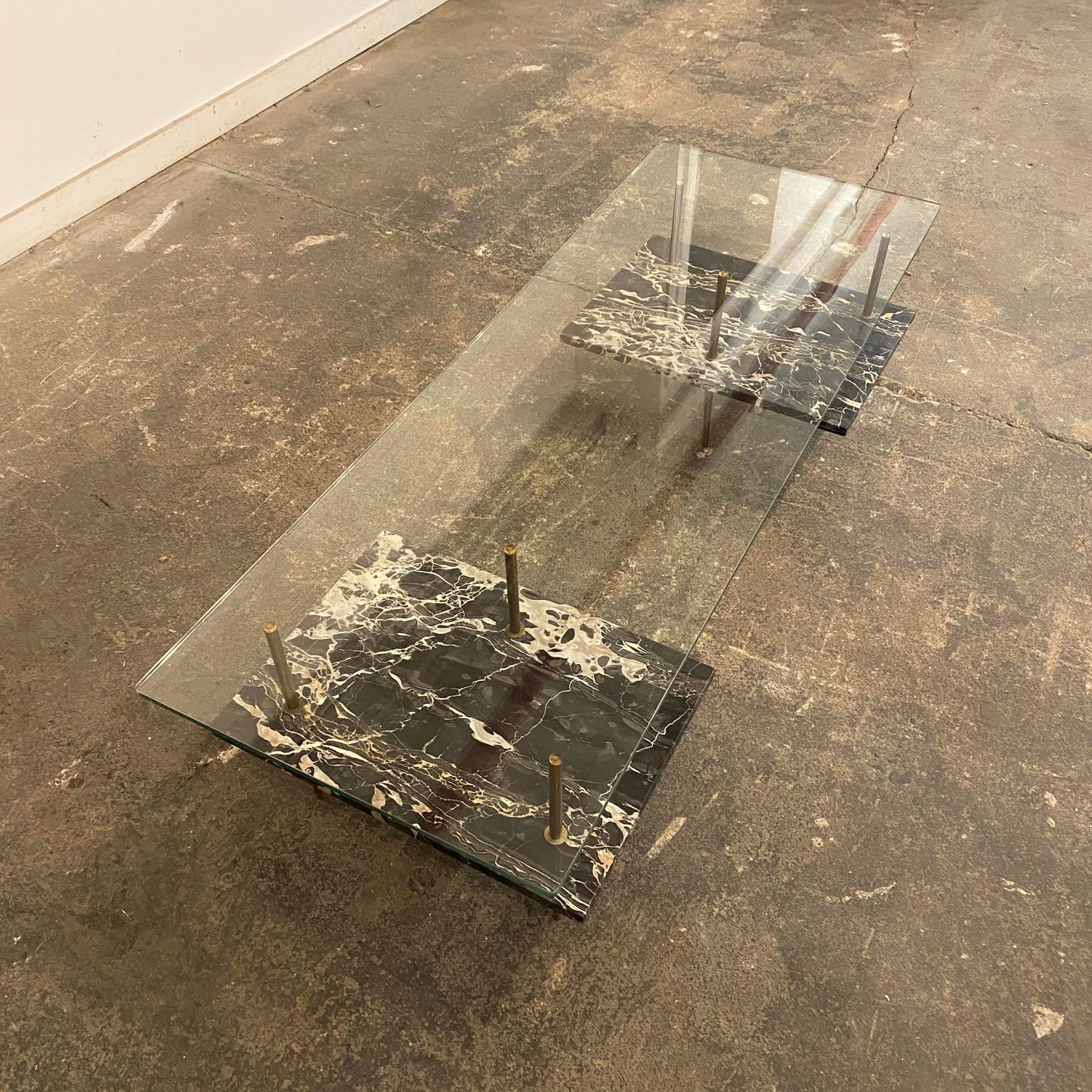 1960s Mid-Century Modern Black Marble Coffee Table