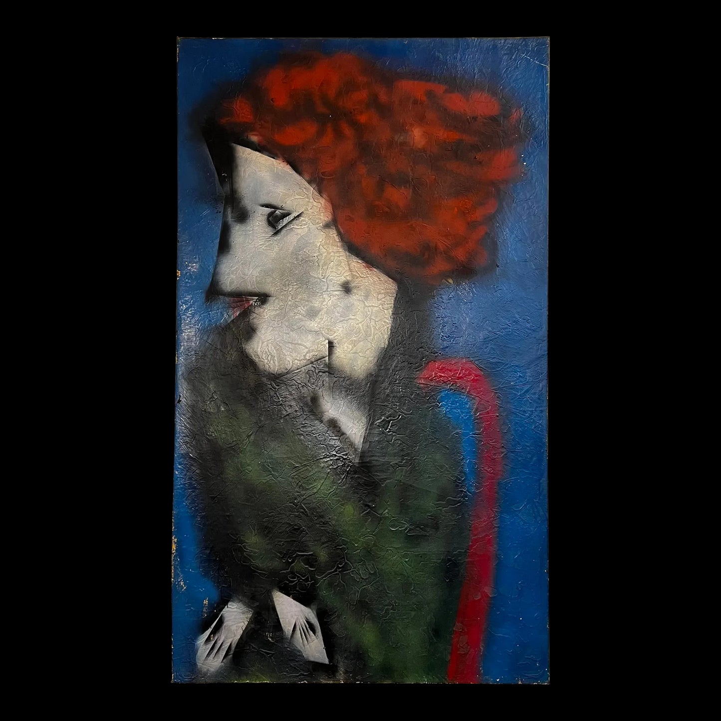 Large Portrait Painting Red Haired Woman