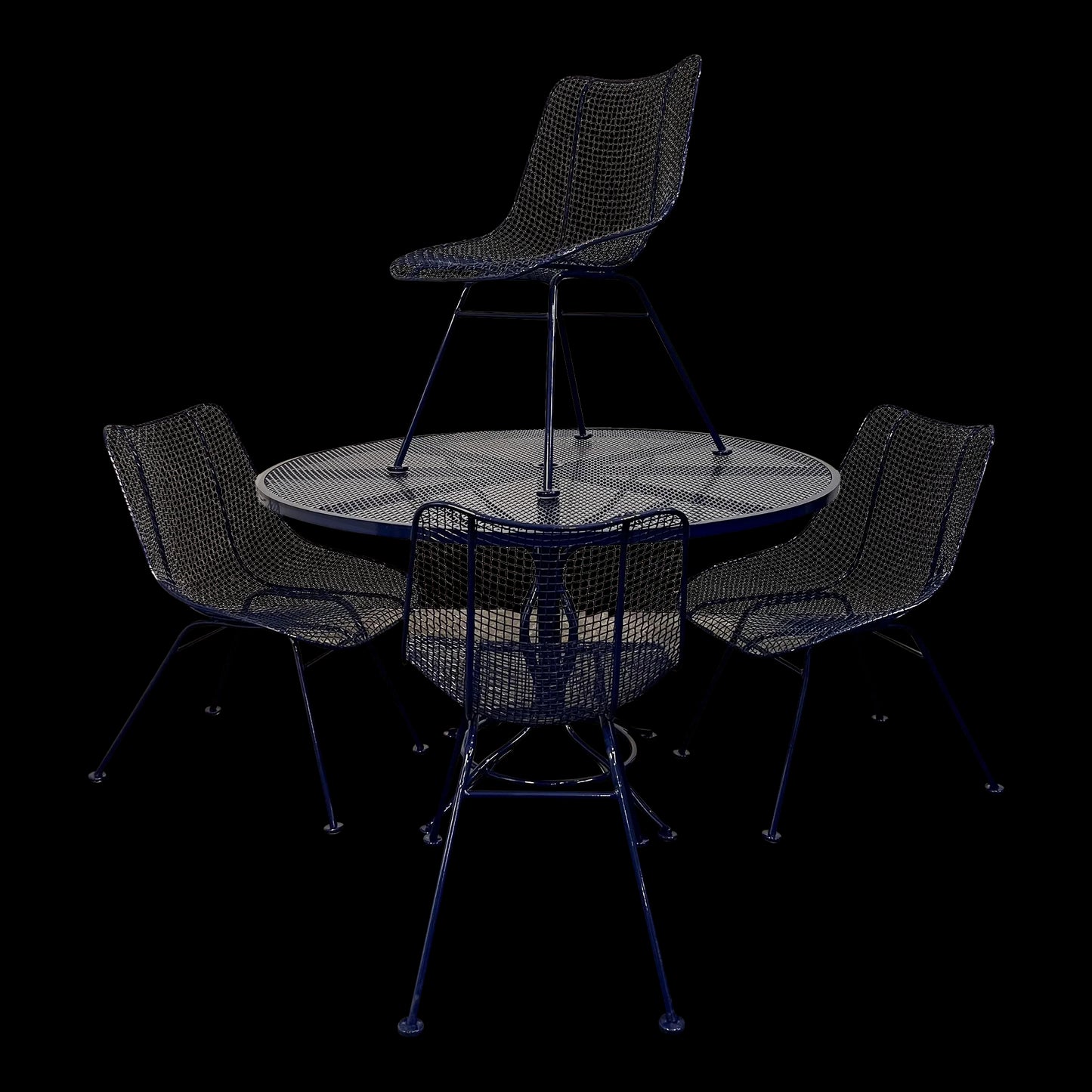 Mid 20th Century Woodard Sculptural Outdoor Dining Set & 4 Chairs, Attributed