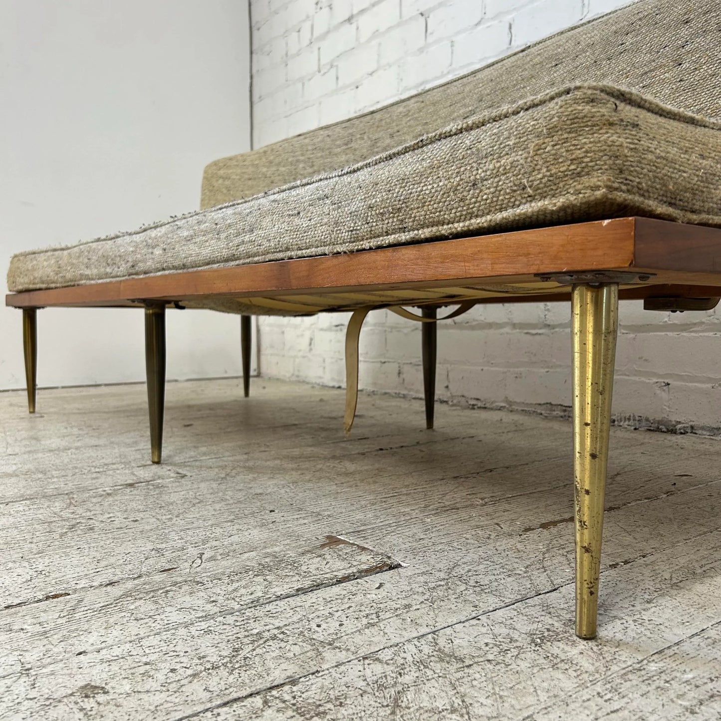Mid Century Modern Brass Leg Daybed Sofa