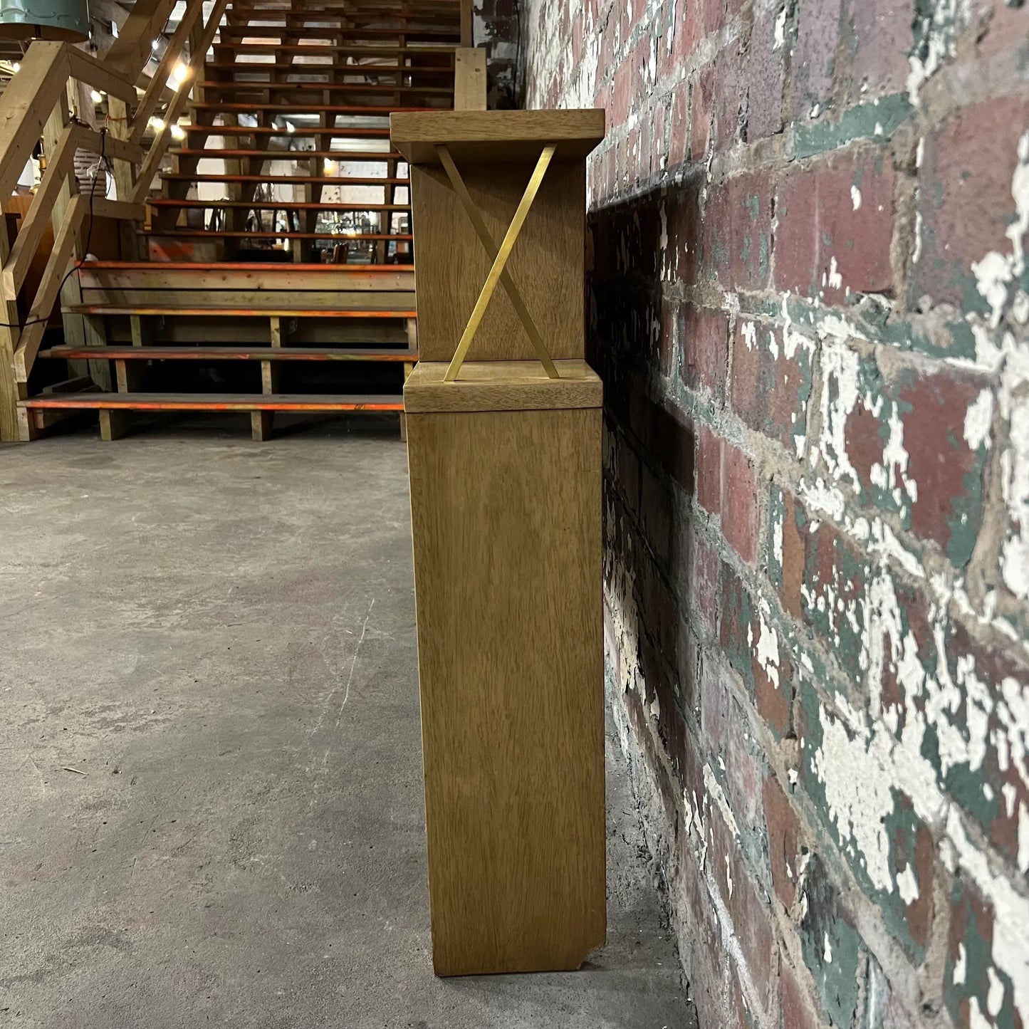 American of Martinsville Headboard With Storage Light Wood Midcentury Brass