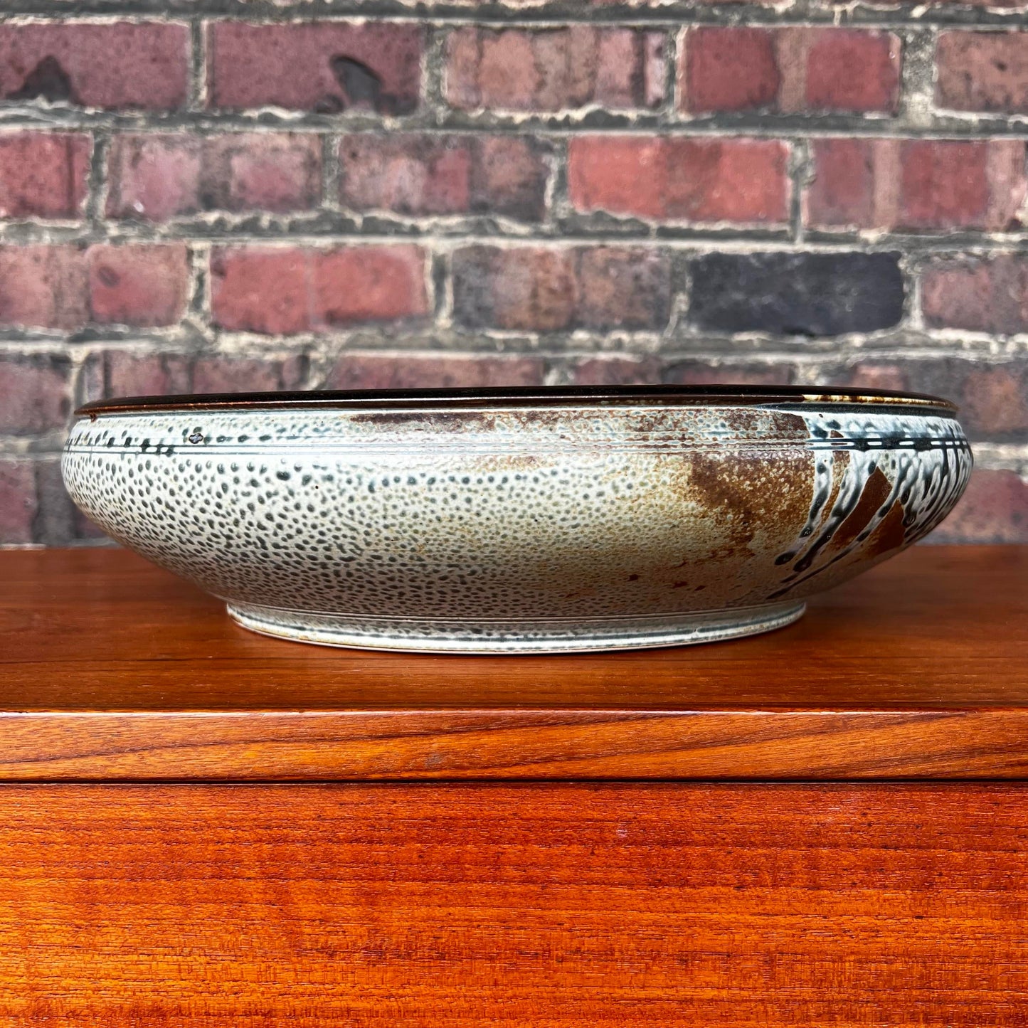 Stunning Ivory and Blue Ceramic Serving Bowl