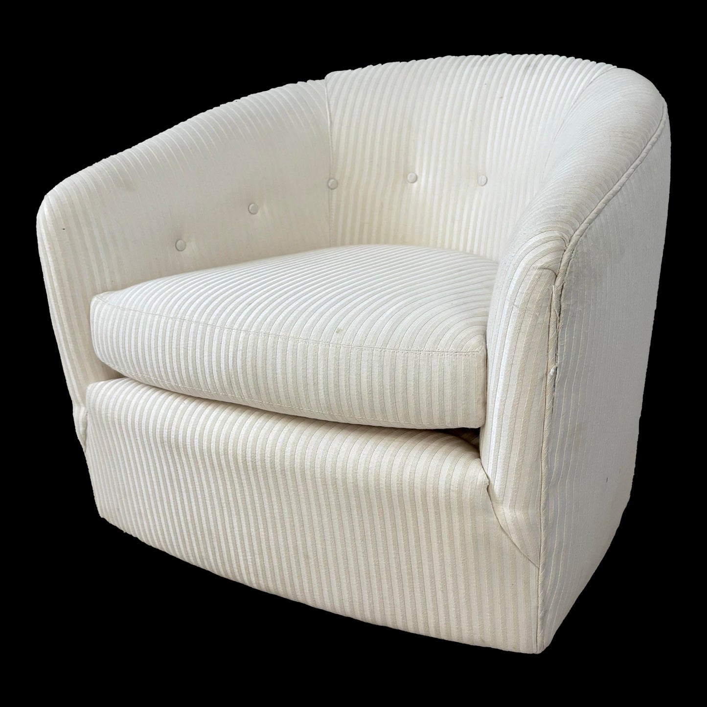 Milo Baughman Swivel Rock Barrel Chair