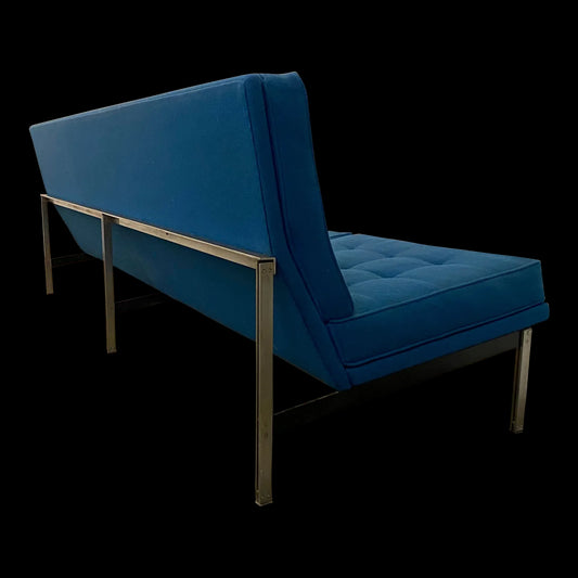 Florence Knoll Parallel Sofa Blue and Chrome