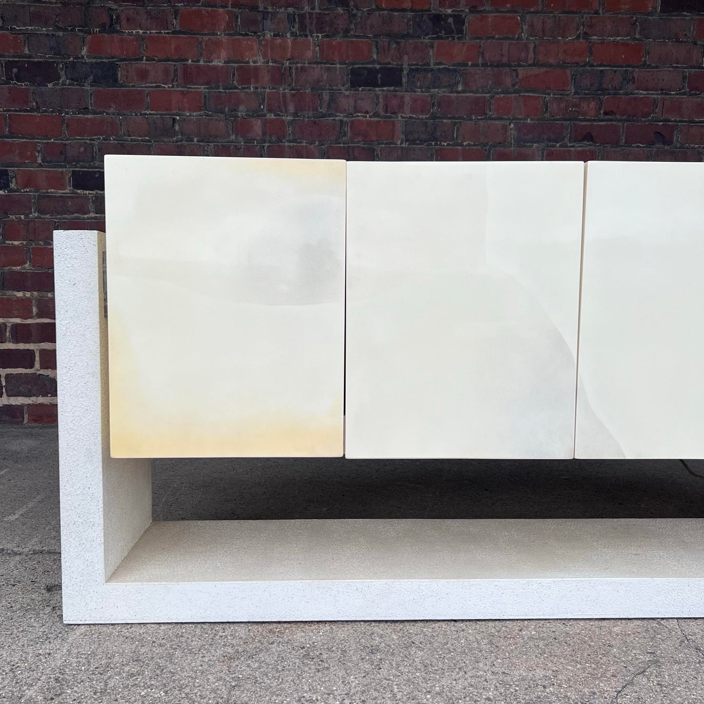Karl Springer Lacquered Goatskin Lucite Floating Sideboard