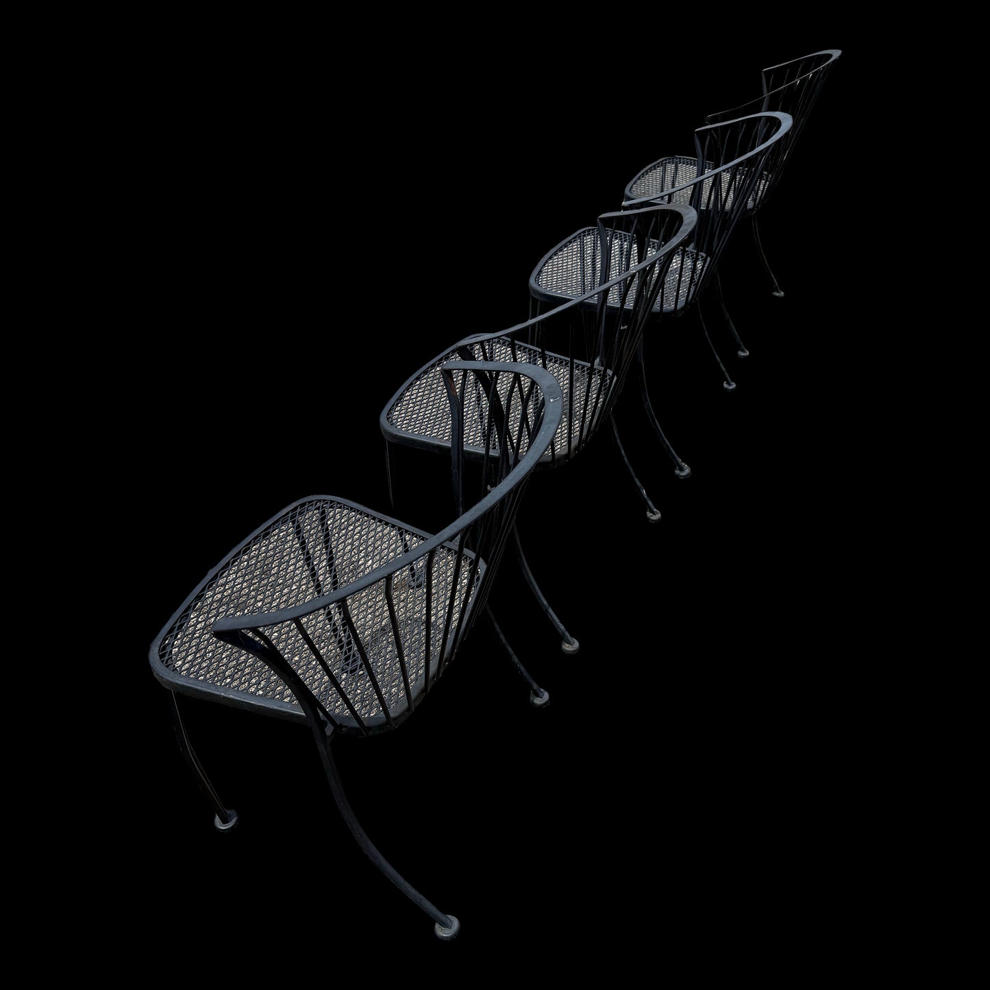 Set of 4 Vintage Carolina Forge Wrought Iron Chairs