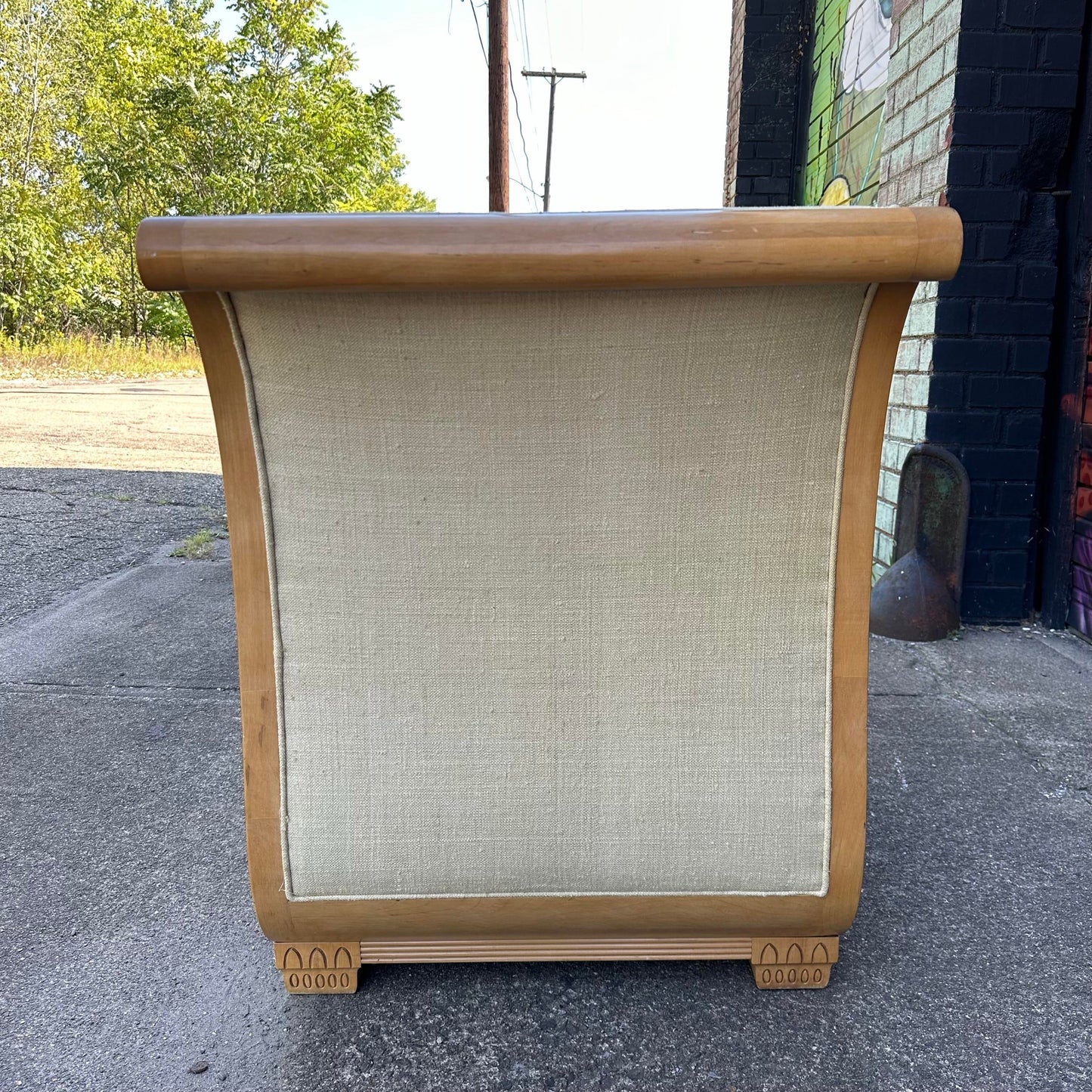 Oversized Sleigh Arm Deco Style Chair Bench