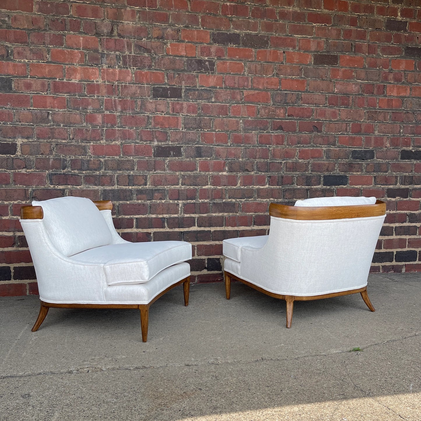 Tomlinson Sophisticate Slipper Chairs Refinished and Reupholstered in Crypton Fabric