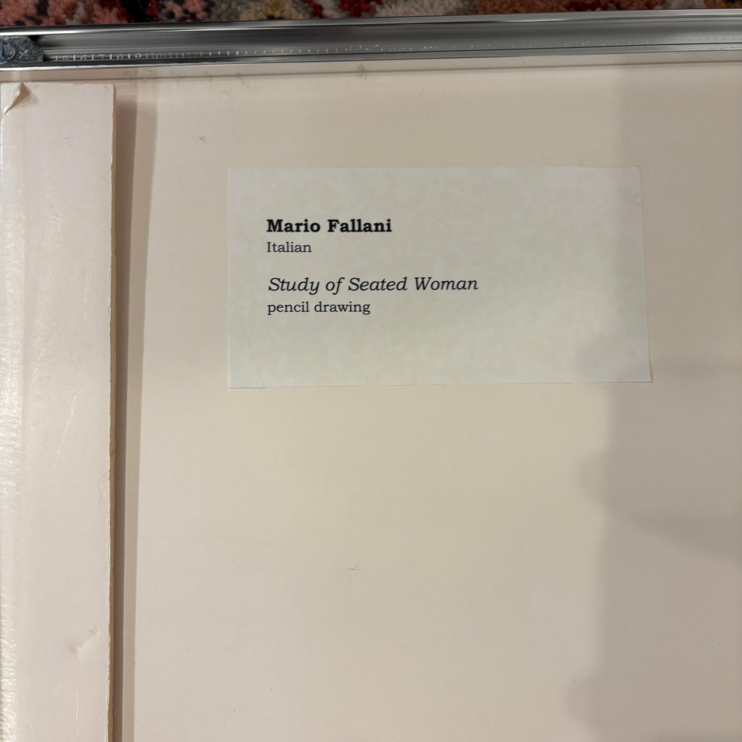 Mario Fallani “Study of Seated Woman” Pencil Drawing