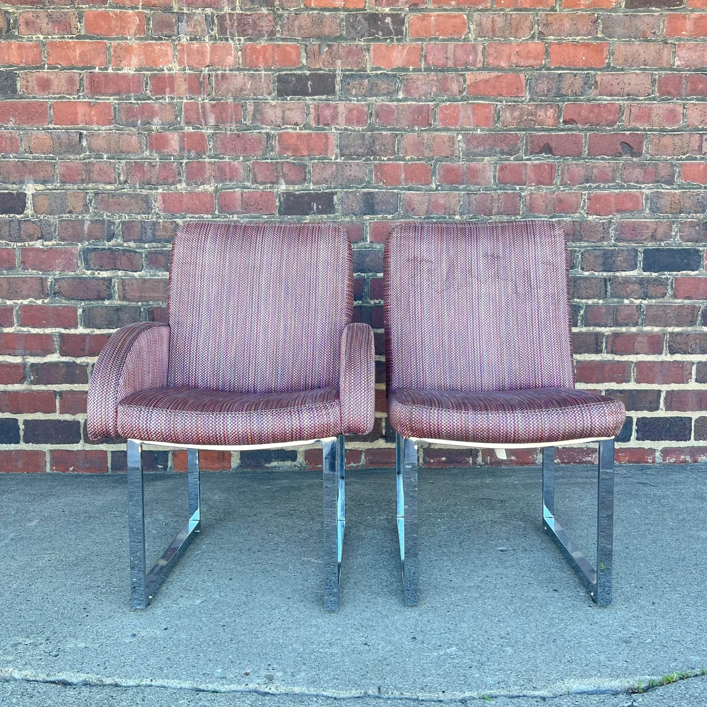 Set of 6 Thayer Coggin Chrome Dining Chairs on Hidden Wheels
