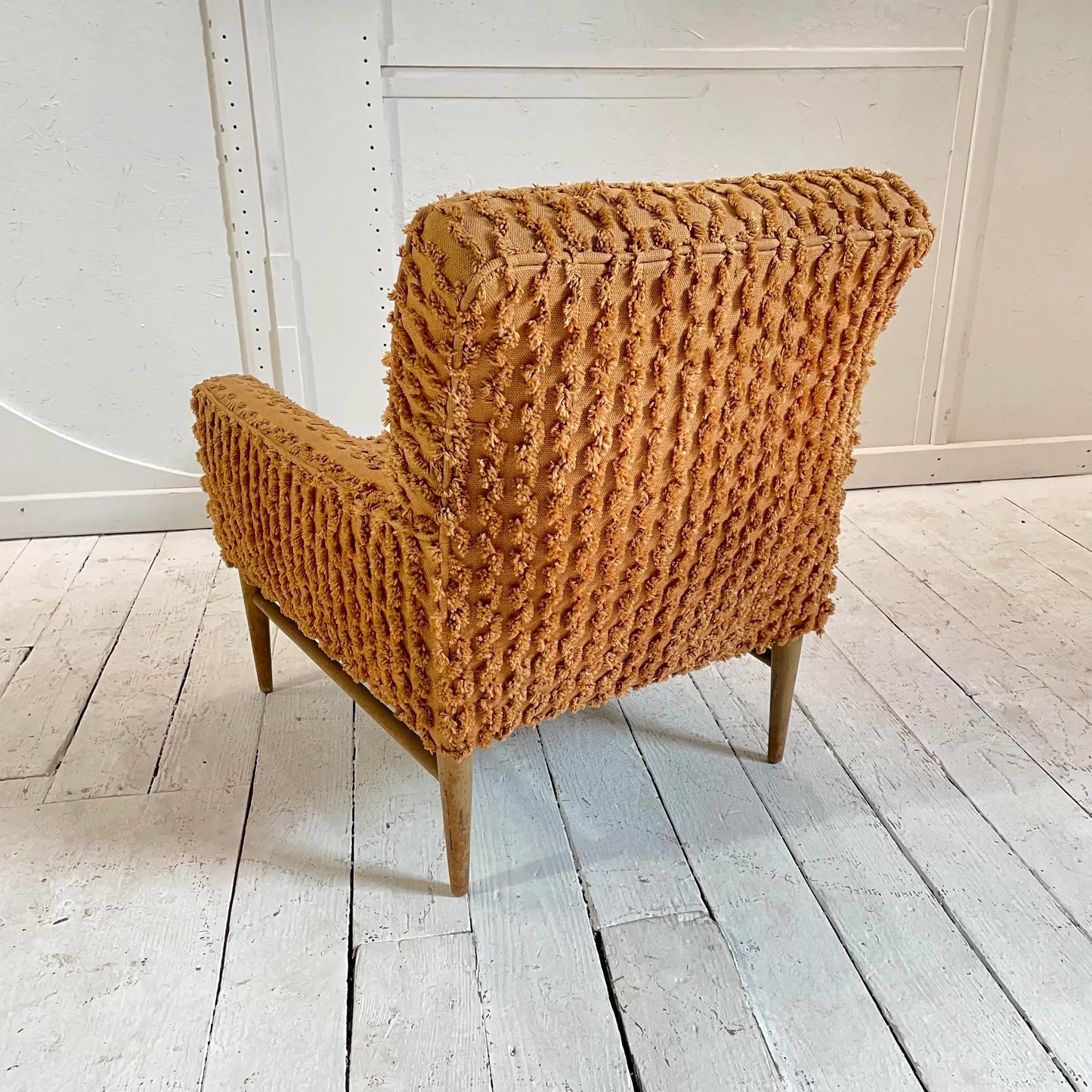 Mid 20th Century Paul McCobb Orange Textured Fabric Arm Chair, Unmarked
