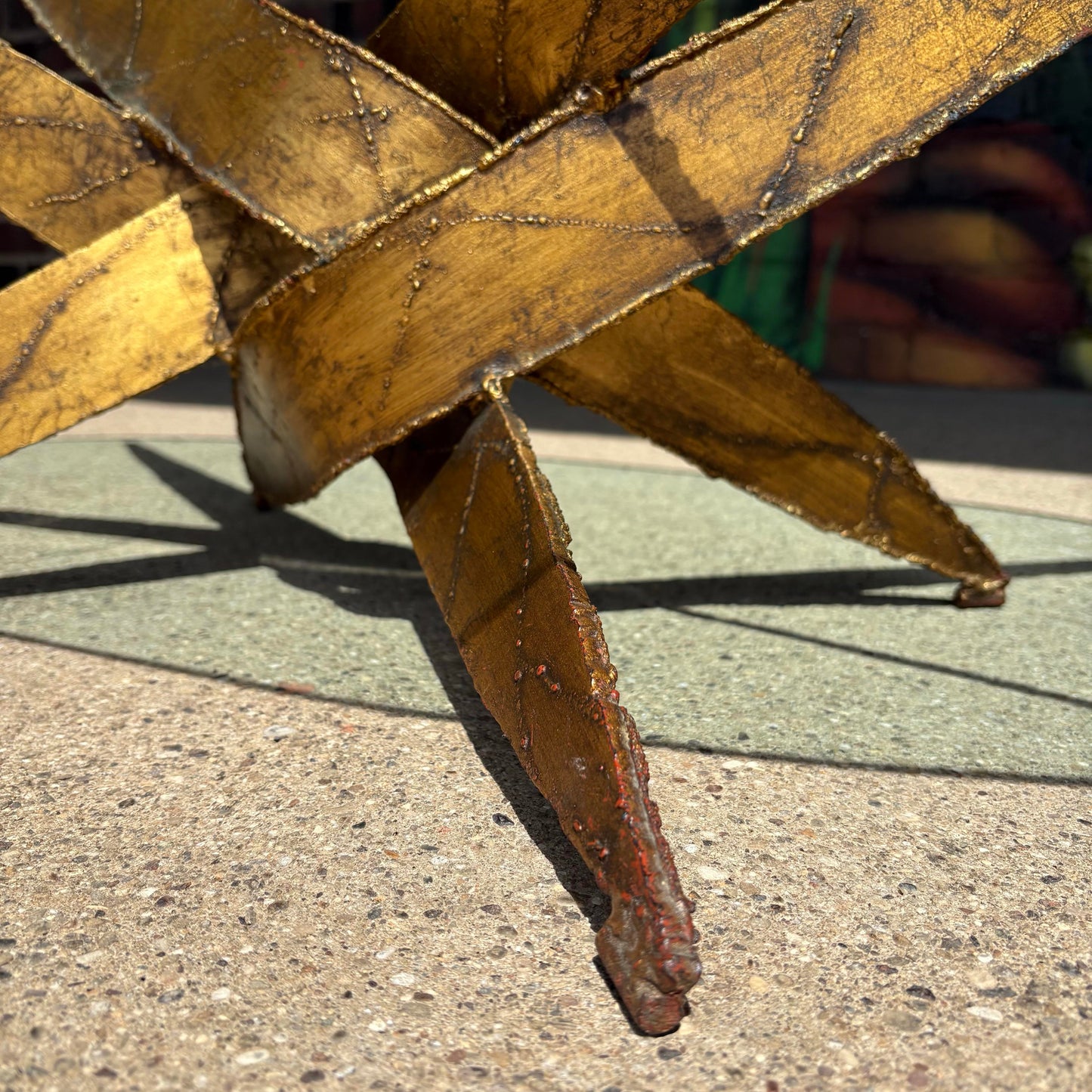 Mid Century Modern Silas Seandel Style Brutalist Torch Cut Cocktail Coffee Table