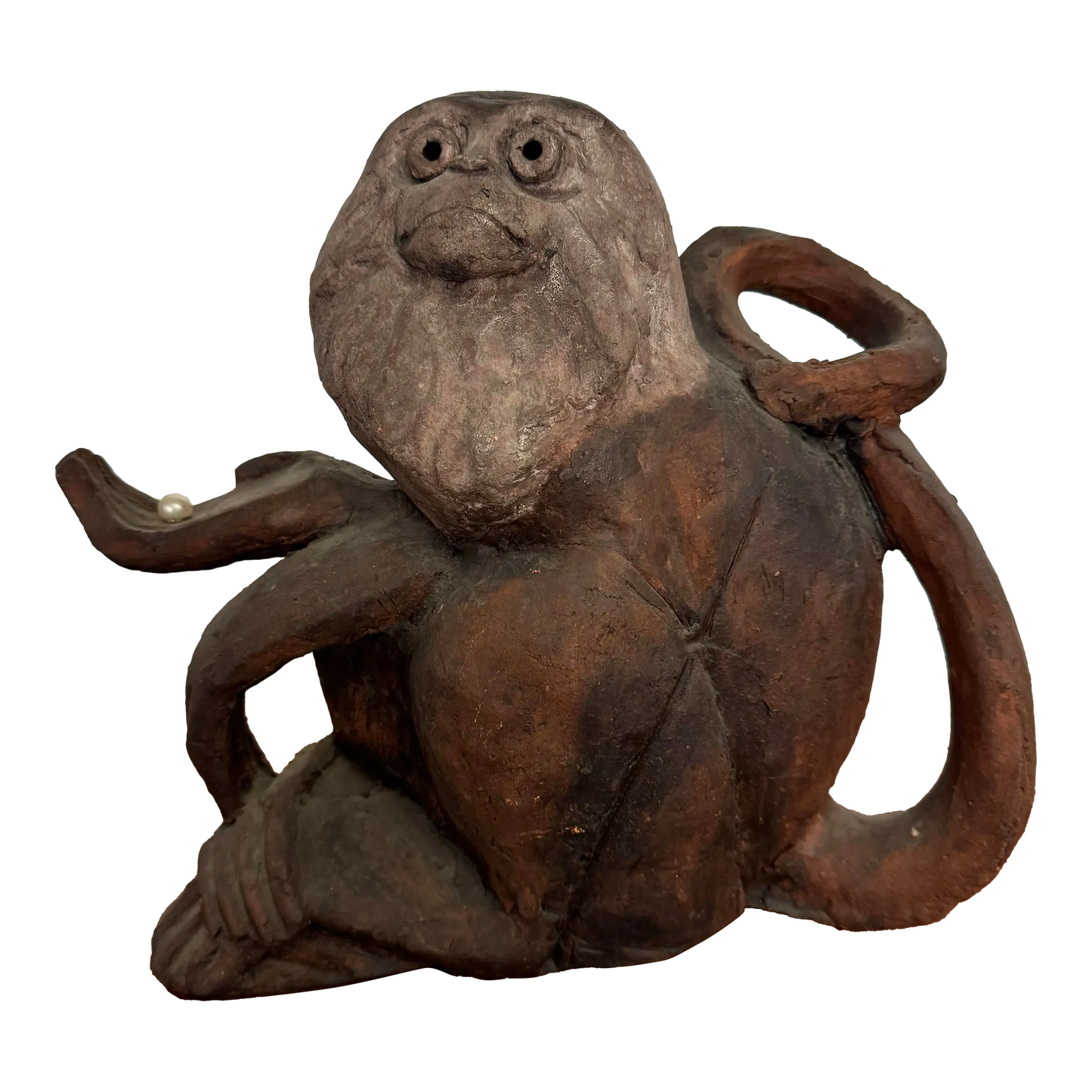 Dane Burr Monkey With Pearl Ceramic Sculpture