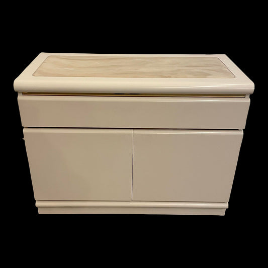 1980s Postmodern Broyhill Faux Marble Top Low Dresser