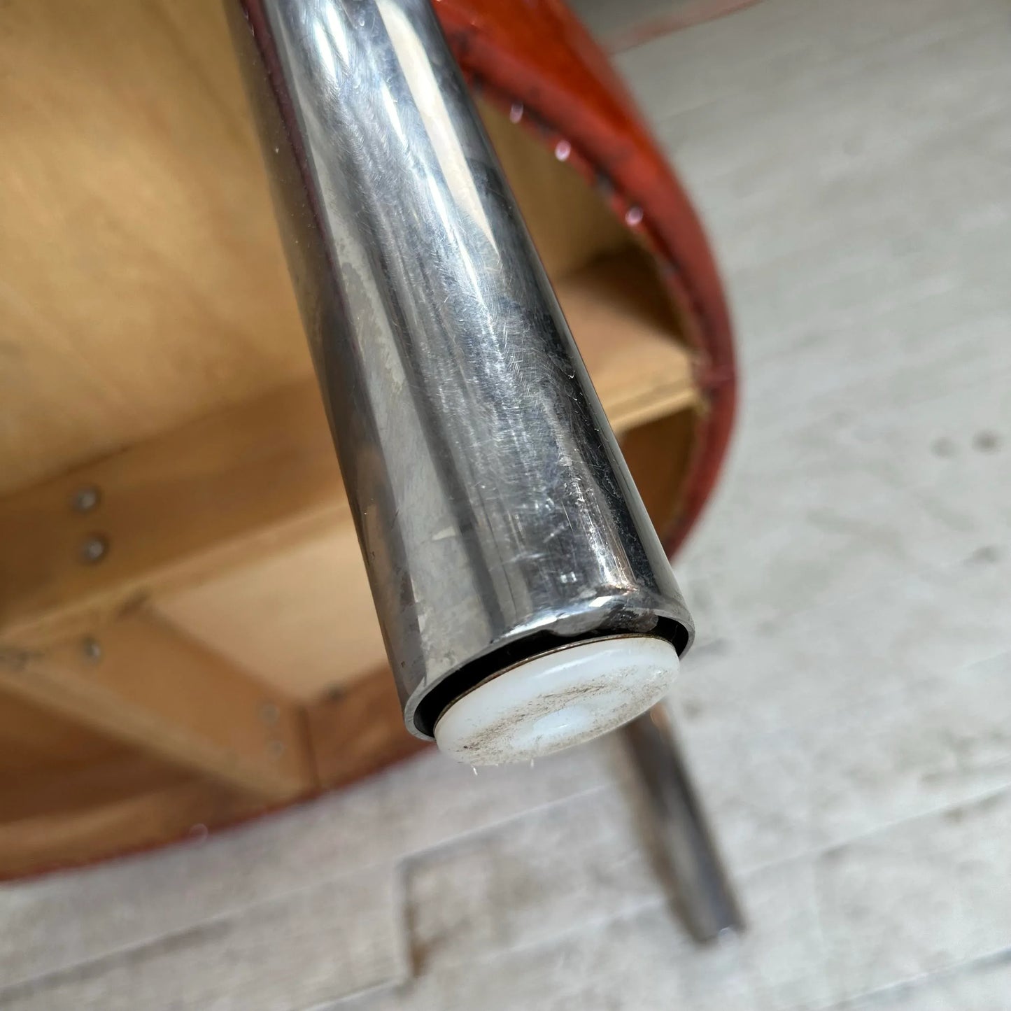 Large Circular Tubular Chrome Bench Ottoman Table Midcentury