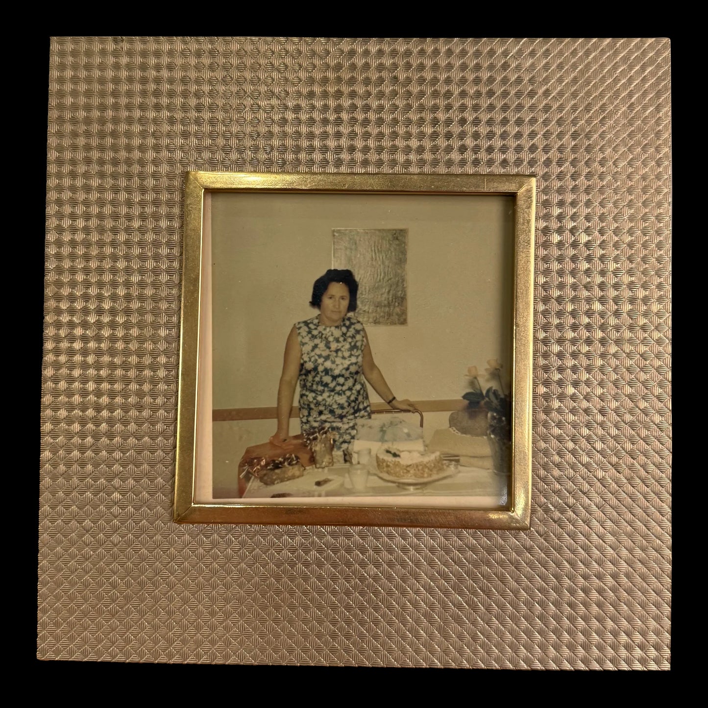 Cartier Made in Italy Vintage Gilt Brass Woven Basket Weave Picture Frame