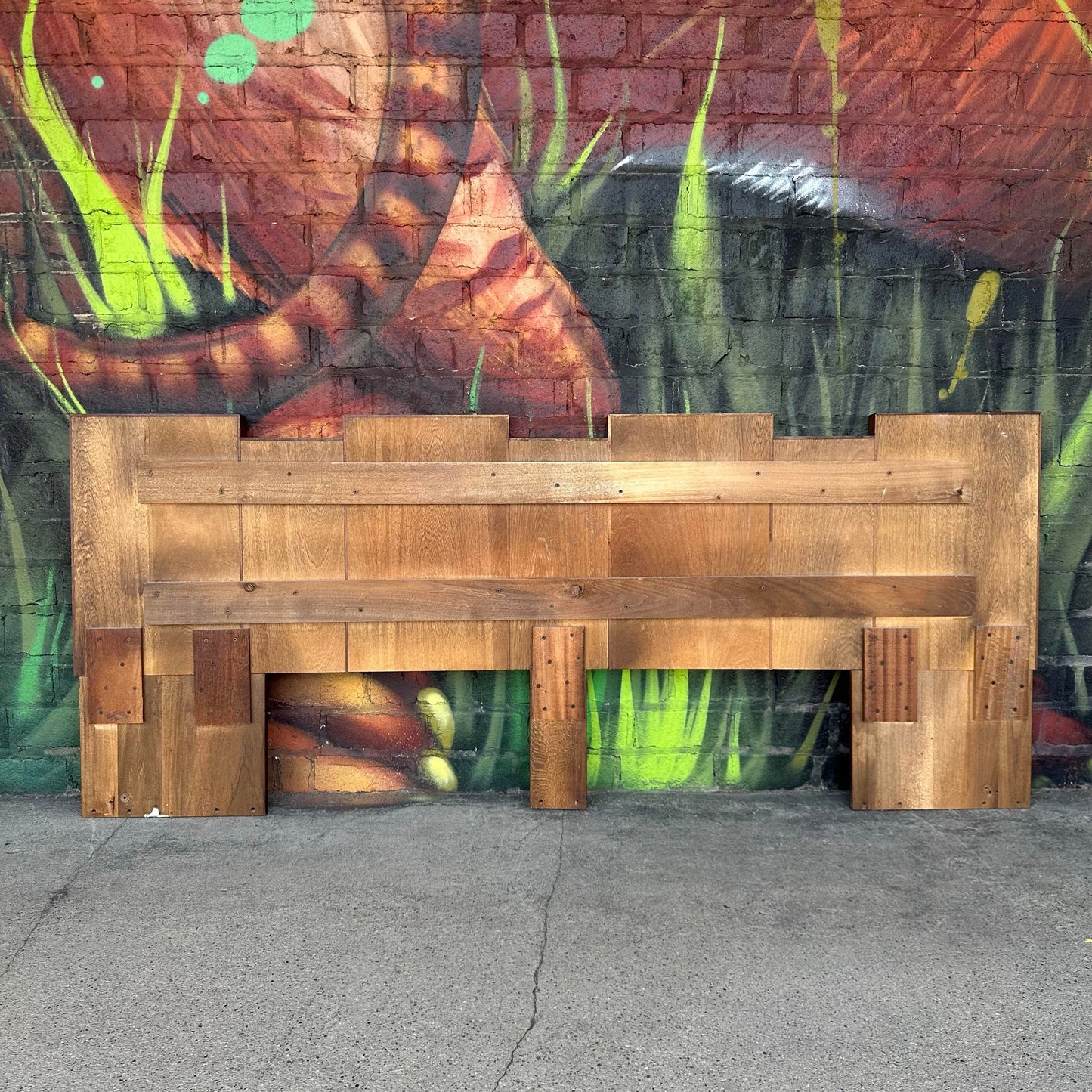 Mid-Century Modern Brutalist Tobago Canada King Size Headboard